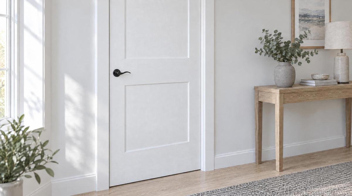 Veise HF01-S privacy lever on a white interior door - privacy door lock for bedrooms, bathrooms and home offices