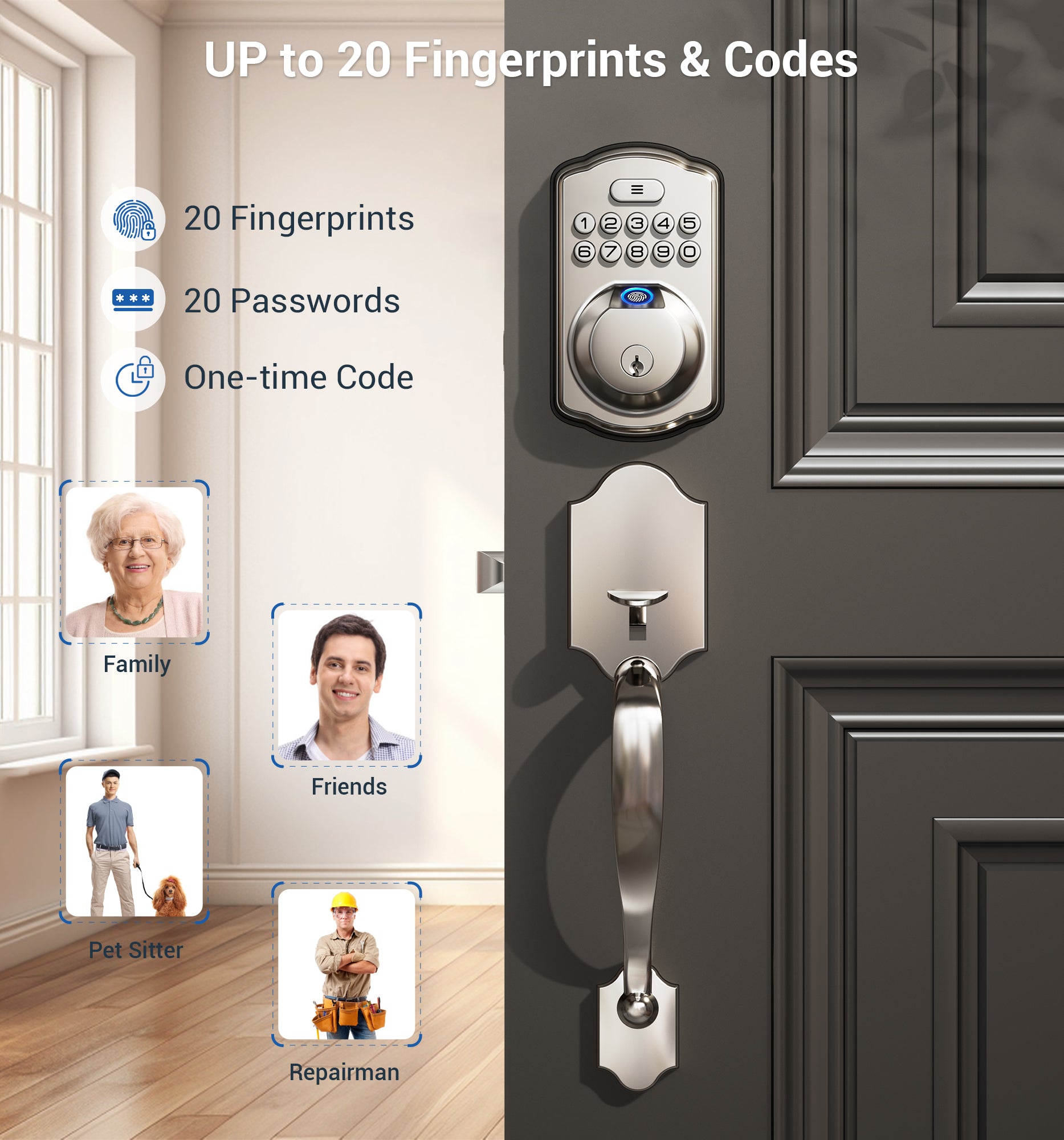 Veise KS02D Fingerprint Door Lock with Handle Set