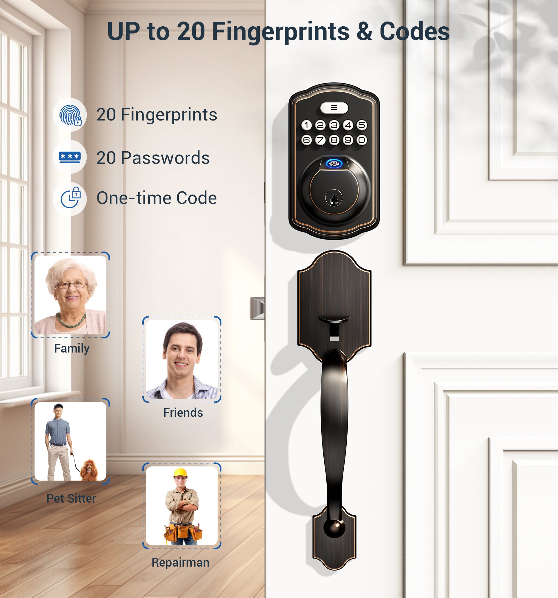 Veise KS02D Fingerprint Door Lock with Handle Set