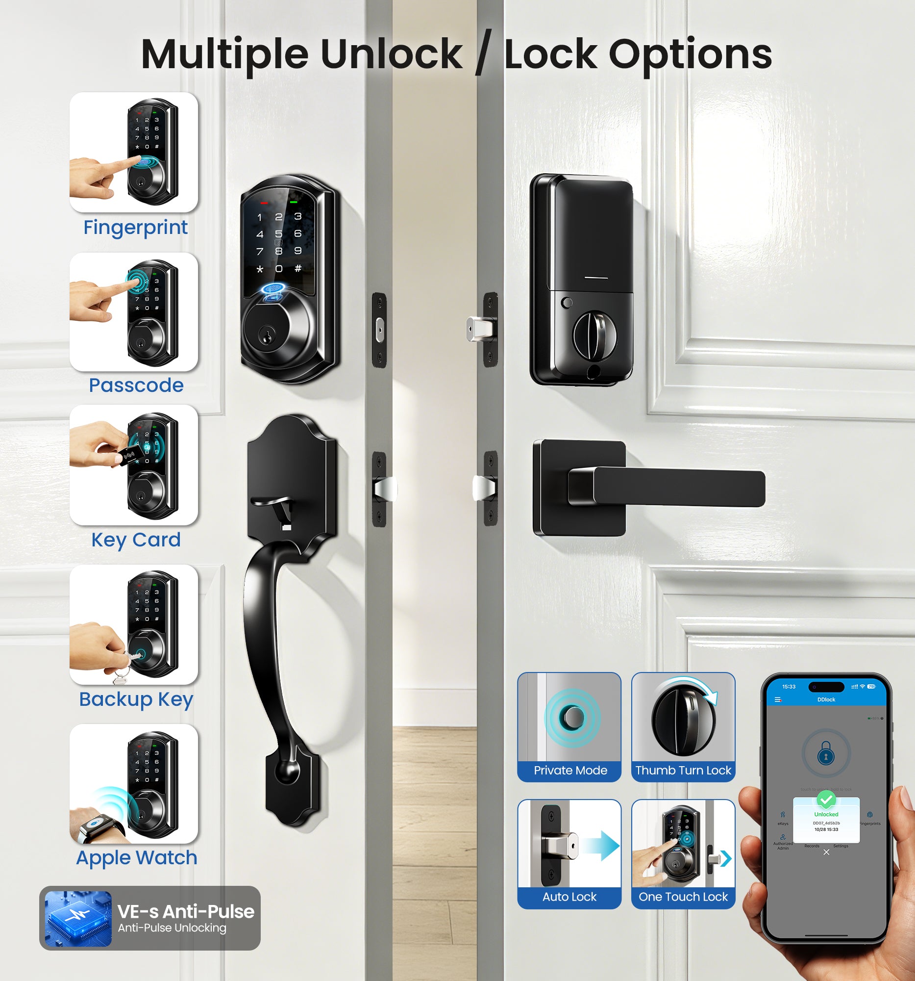 Veise VE07-H Fingerprint Smart Lock with Handles