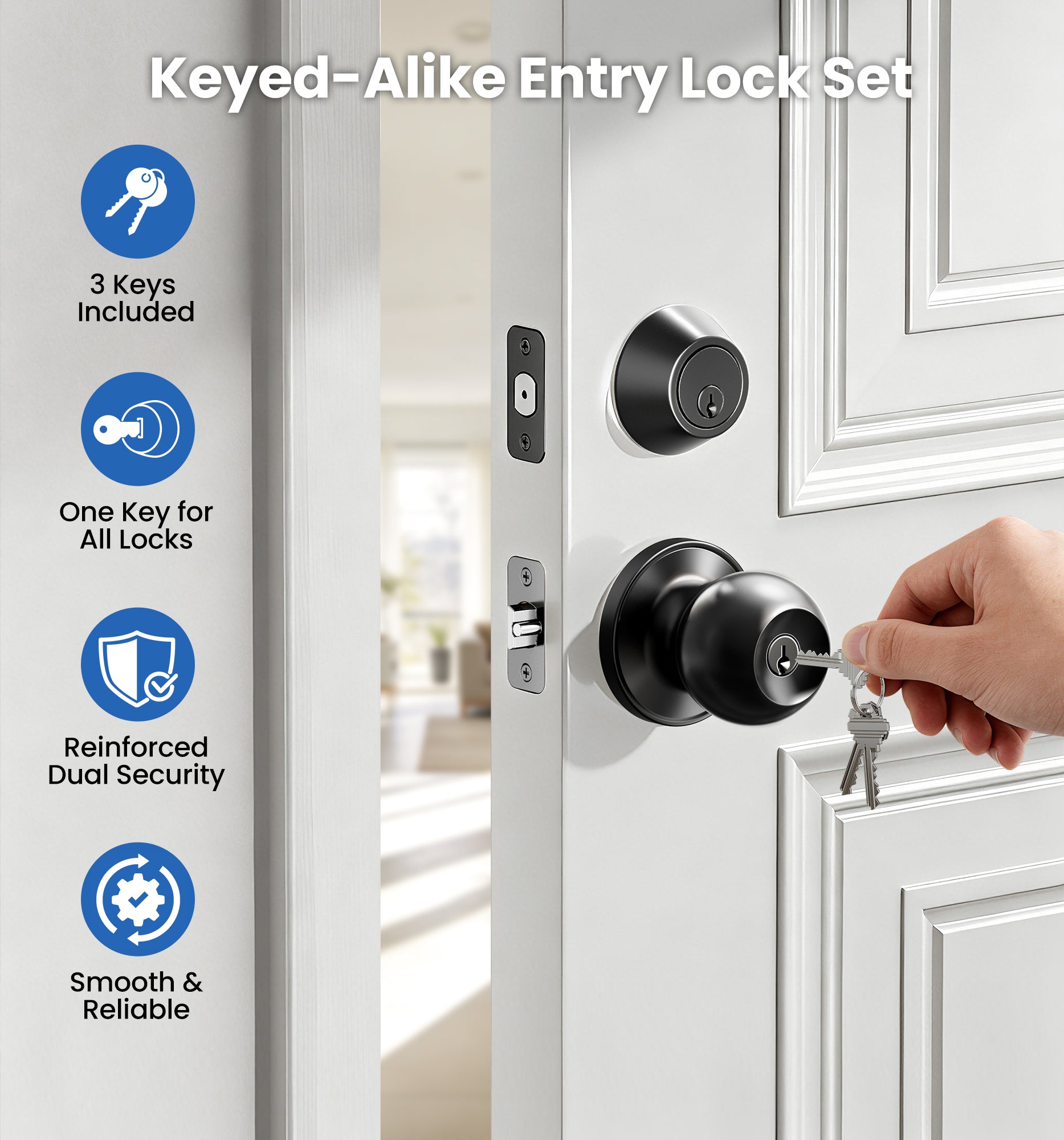 Veise DK01 Door Knob and Deadbolt Lock Set