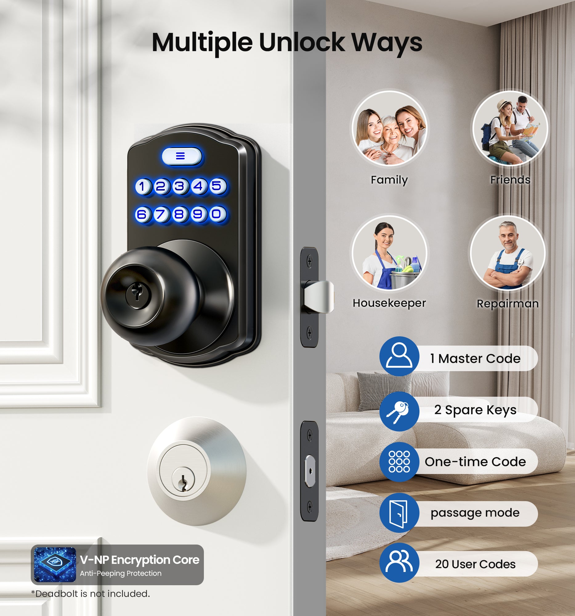Veise KS03 Keypad Door Knob Lock
