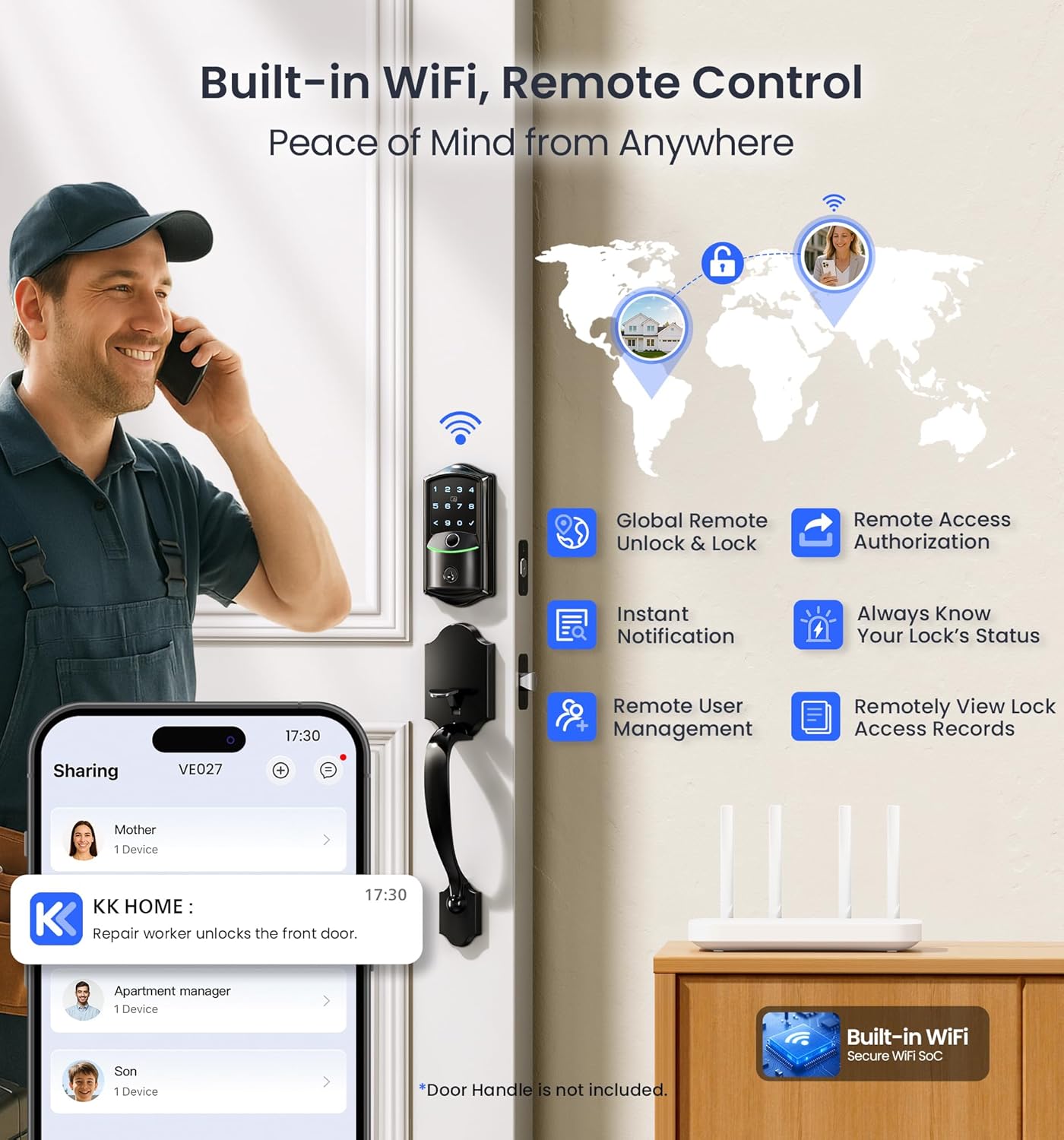 Veise VE027 Built-in Wi-Fi Fingerprint Smart Door Lock