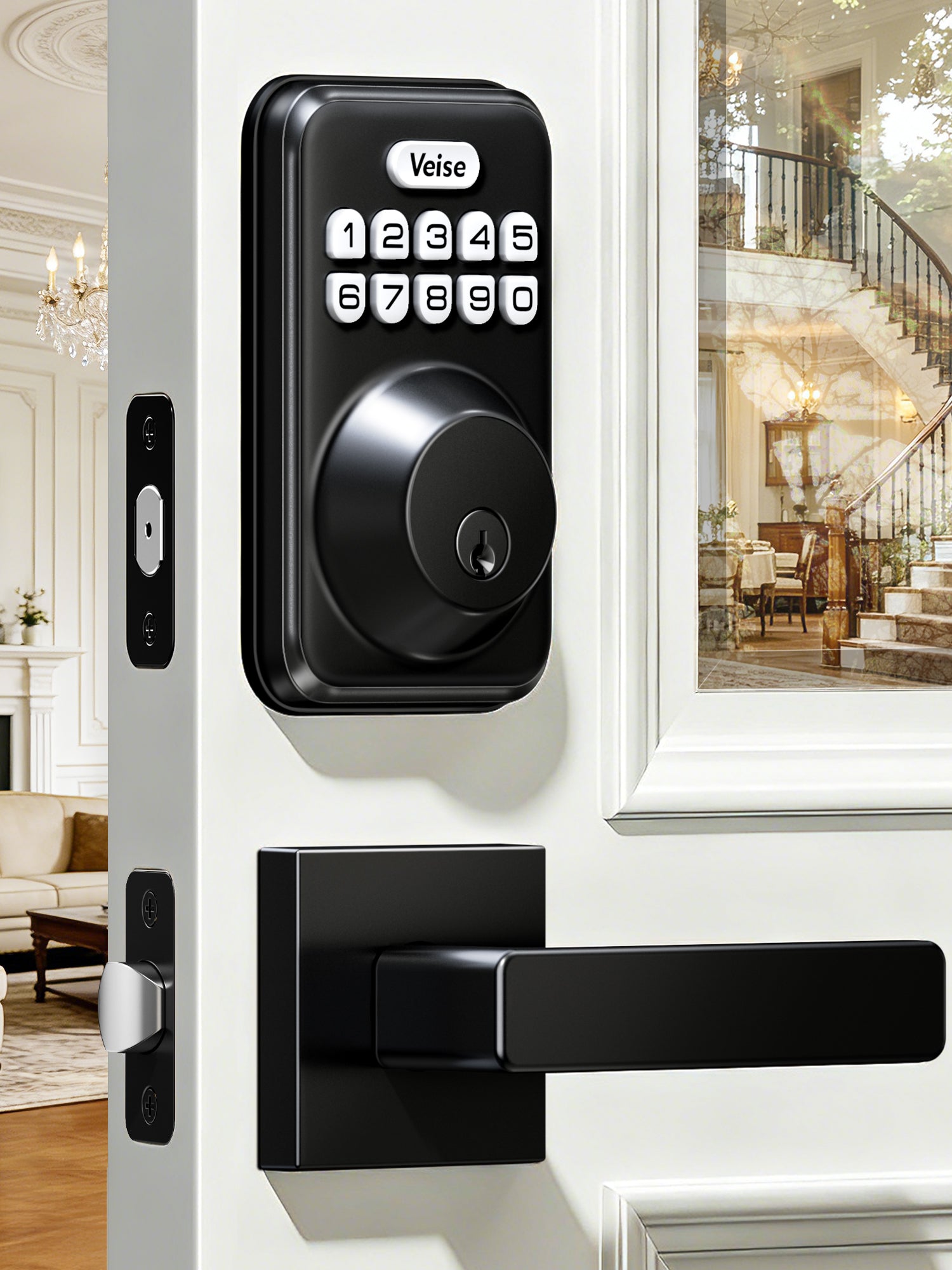 Veise DK01-B Keypad Deadbolt with 2 Lever Handles