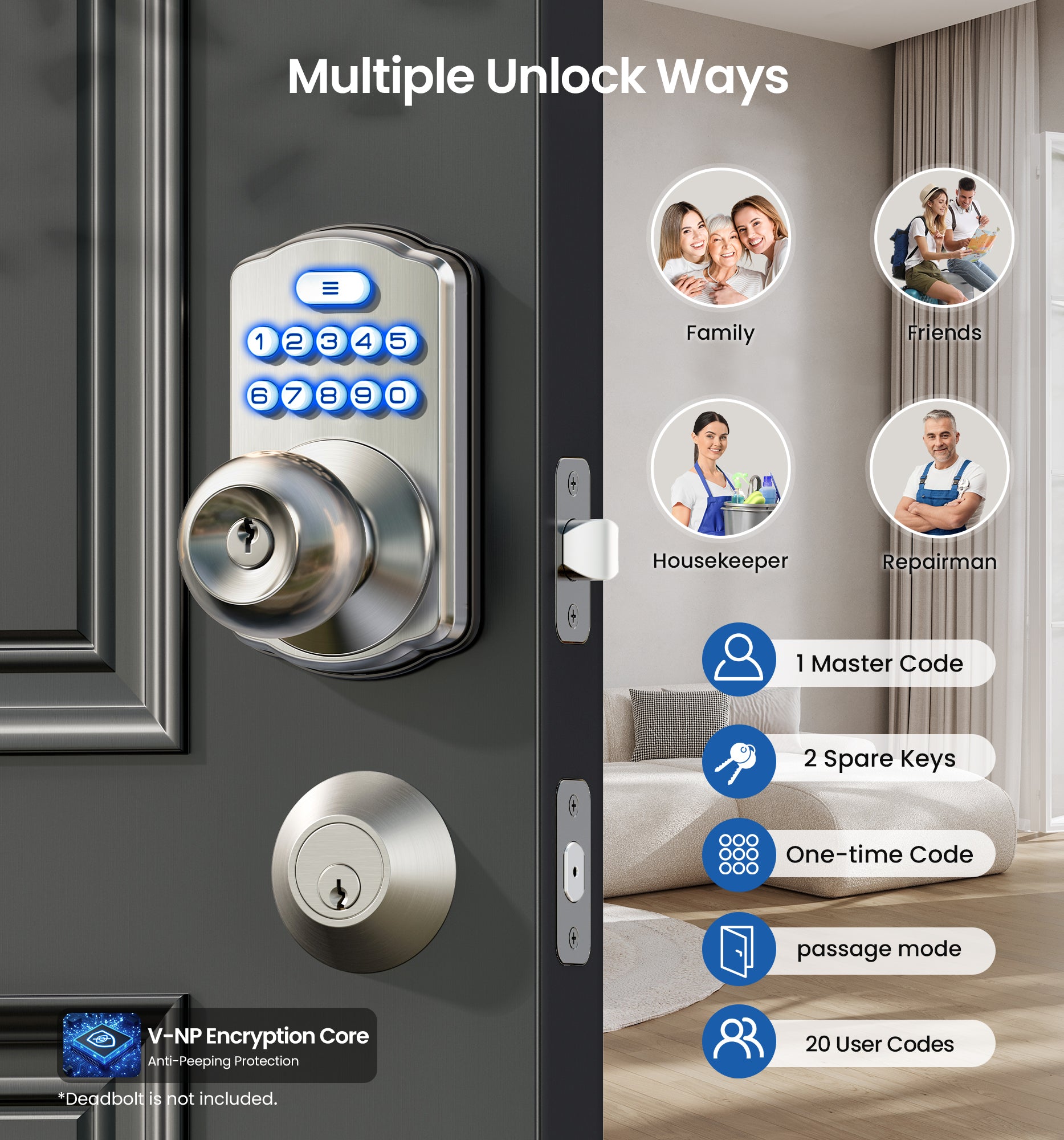 Veise KS03 Keypad Door Knob Lock