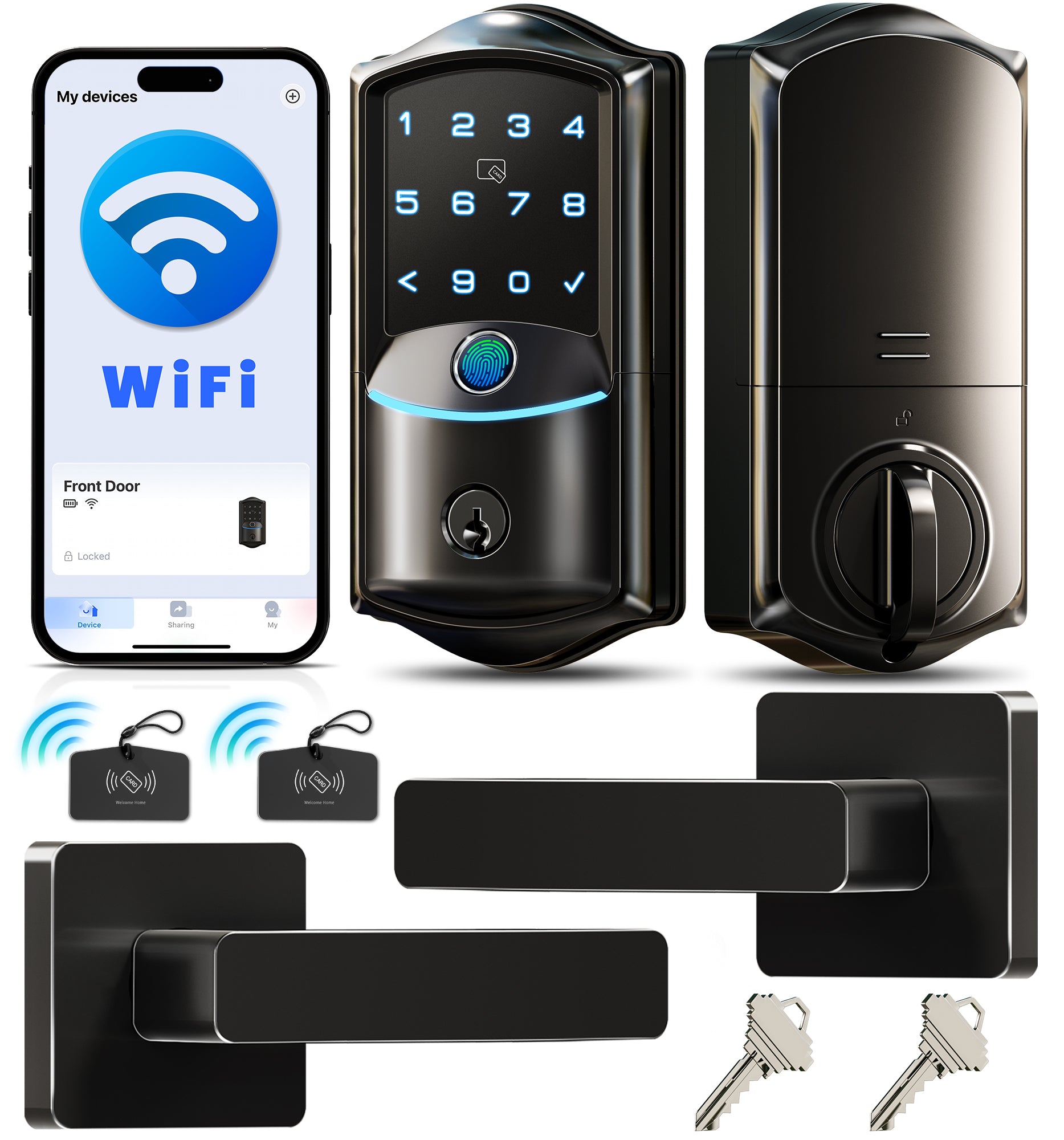 Veise VE027-L Built-in WiFi smart Door Lock withLever Handle Set Fingerprint