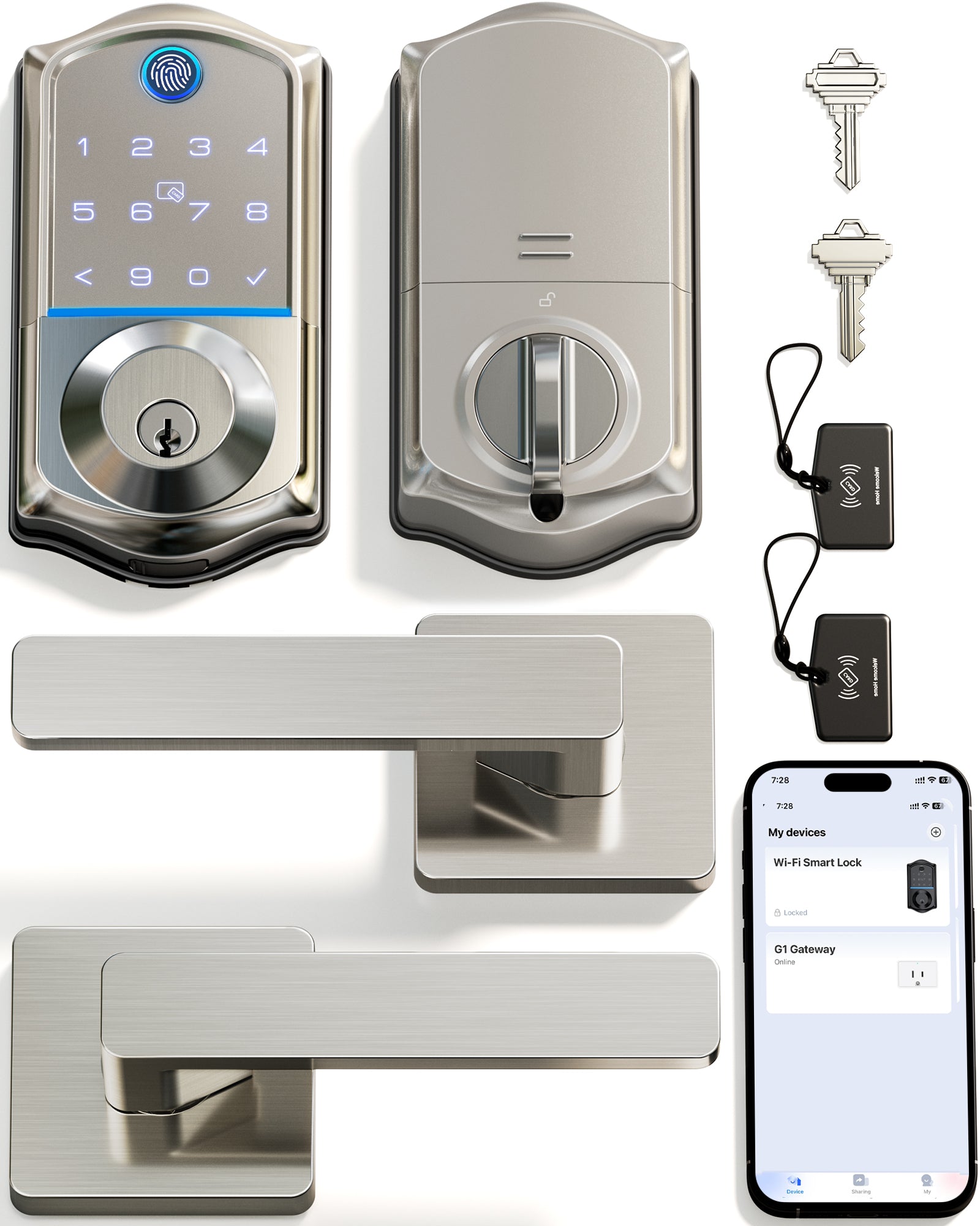 Veise VE017-B Smart Lock with 2 Lever Handles