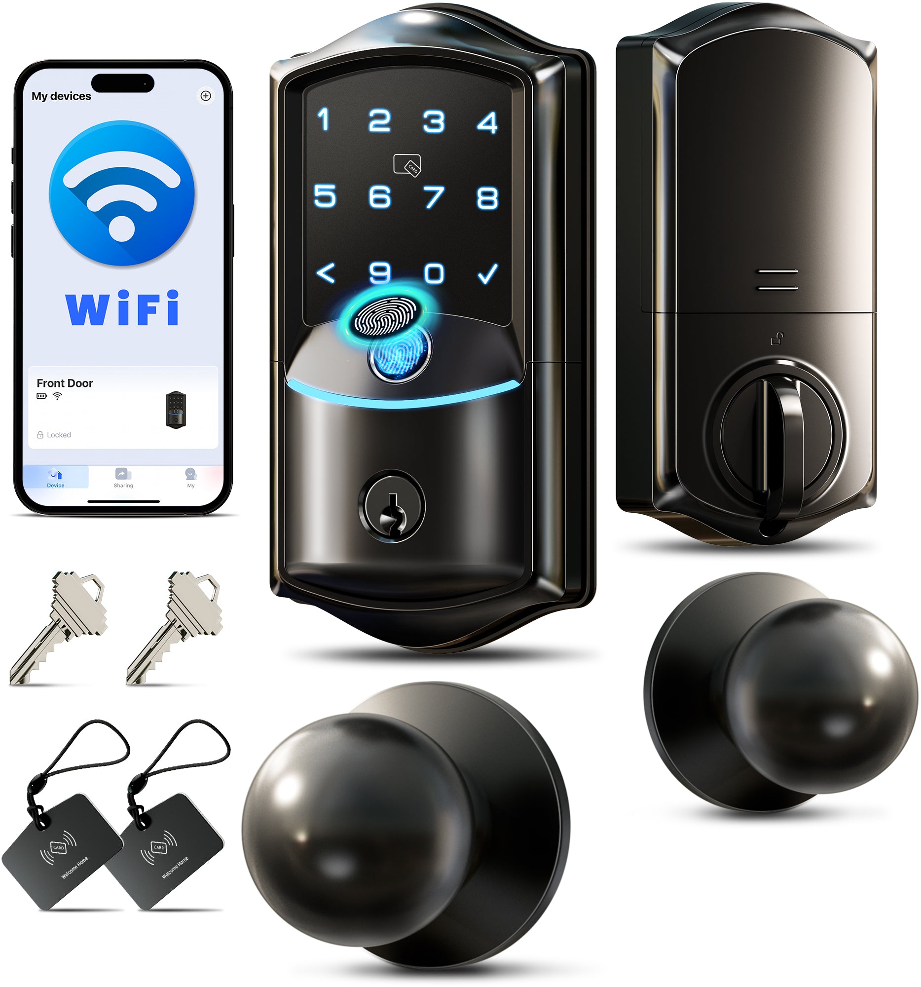 Veise VE027-K Built-in WiFi Fingerprint Smart Lock with 2 Knobs