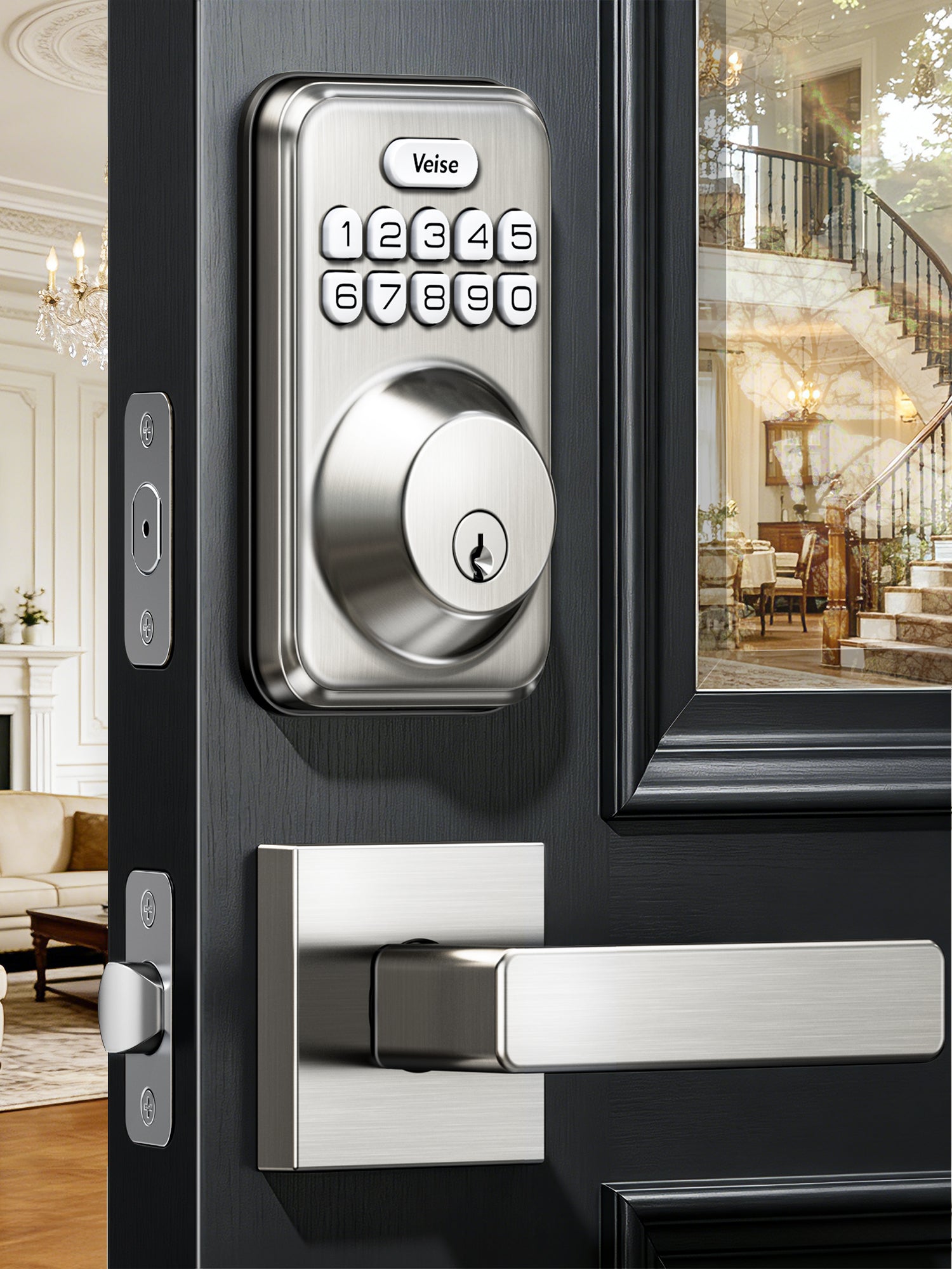 Veise DK01-B Keypad Deadbolt with 2 Lever Handles