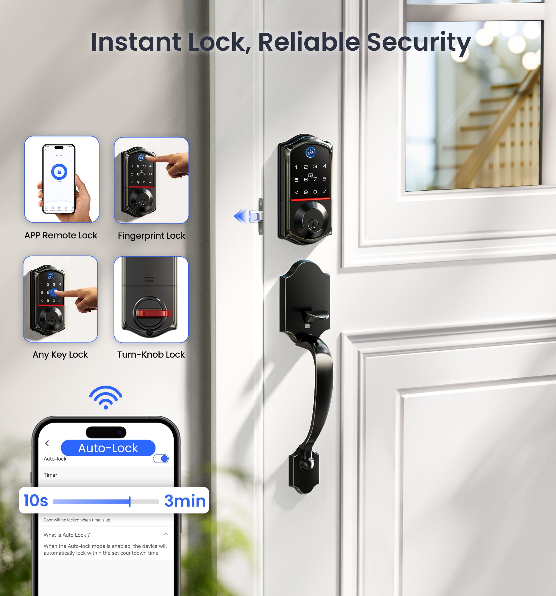 Veise VE017G-H Wi-Fi Smart Fingerprint Front Door Lock Set
