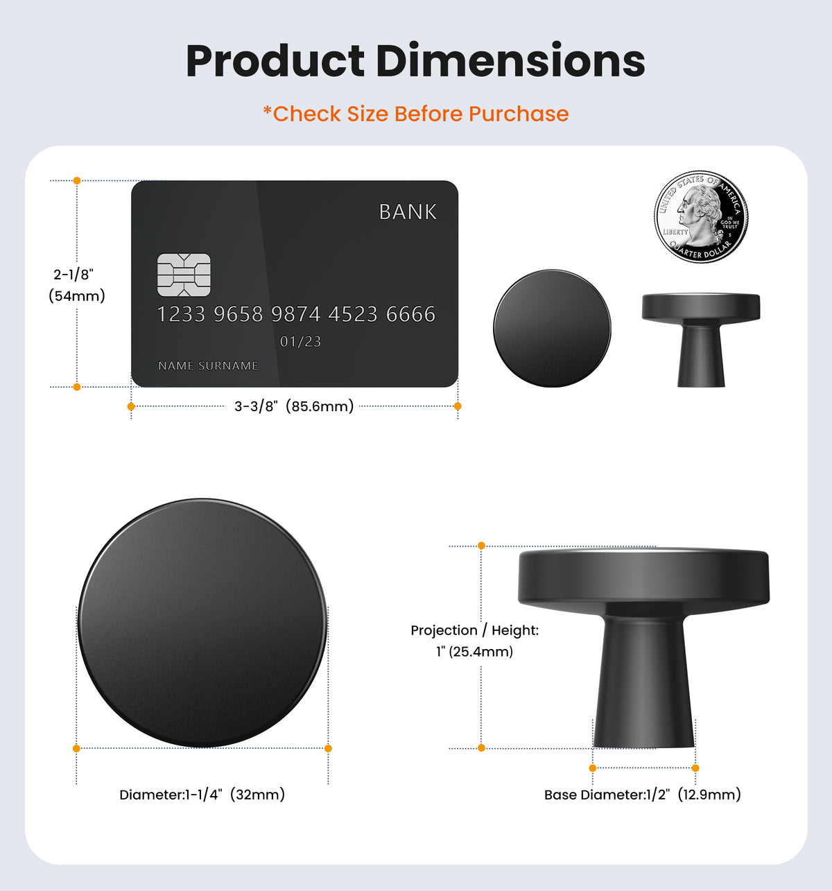 NK-AL01 1-1/4 Inch Round Kitchen Cabinet Knobs