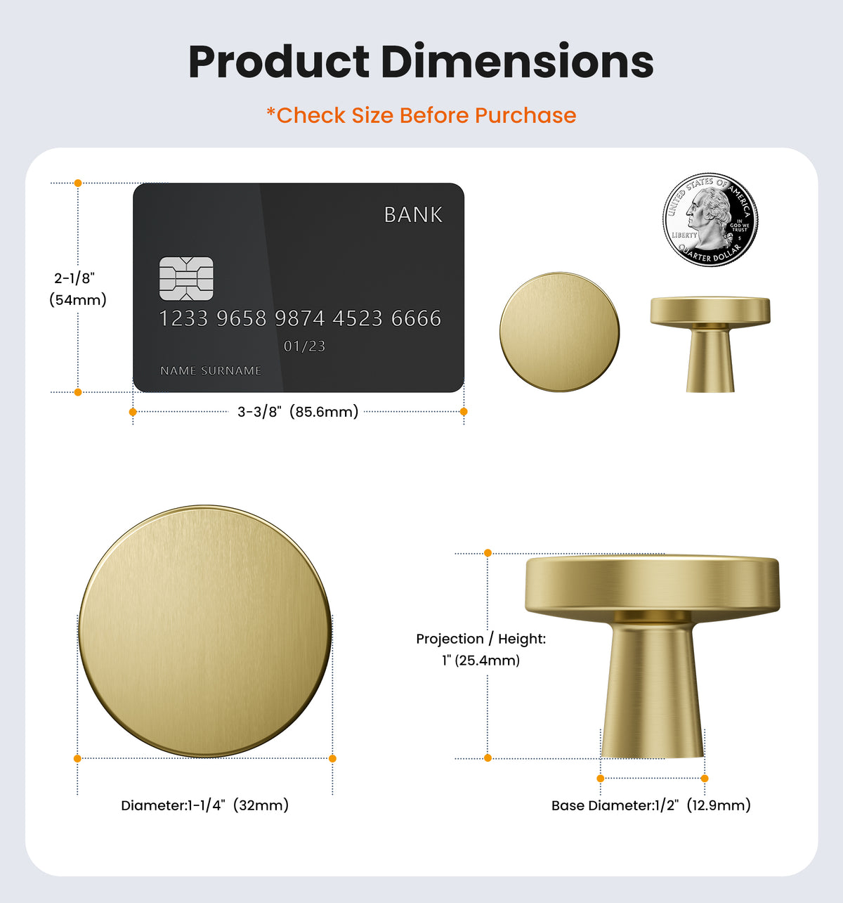NK-AL01 1-1/4 Inch Round Kitchen Cabinet Knobs