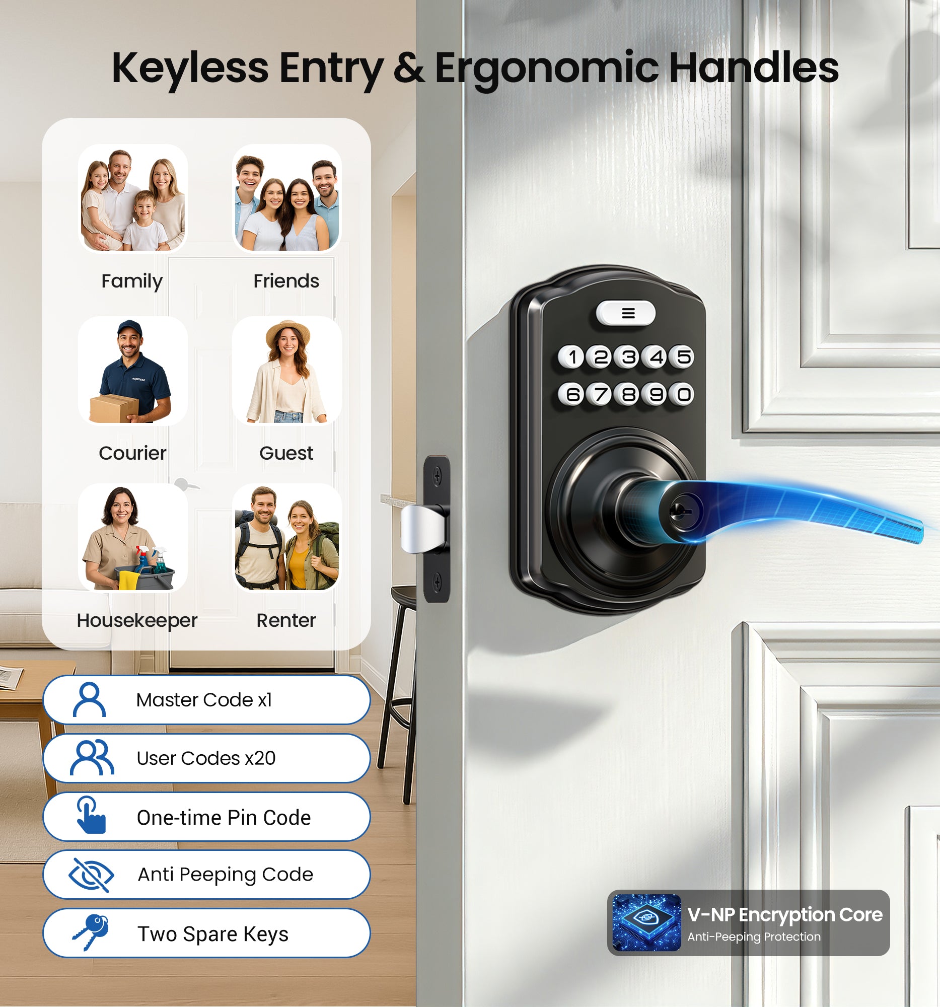 Veise KS04 Keypad Door Lock with Handle