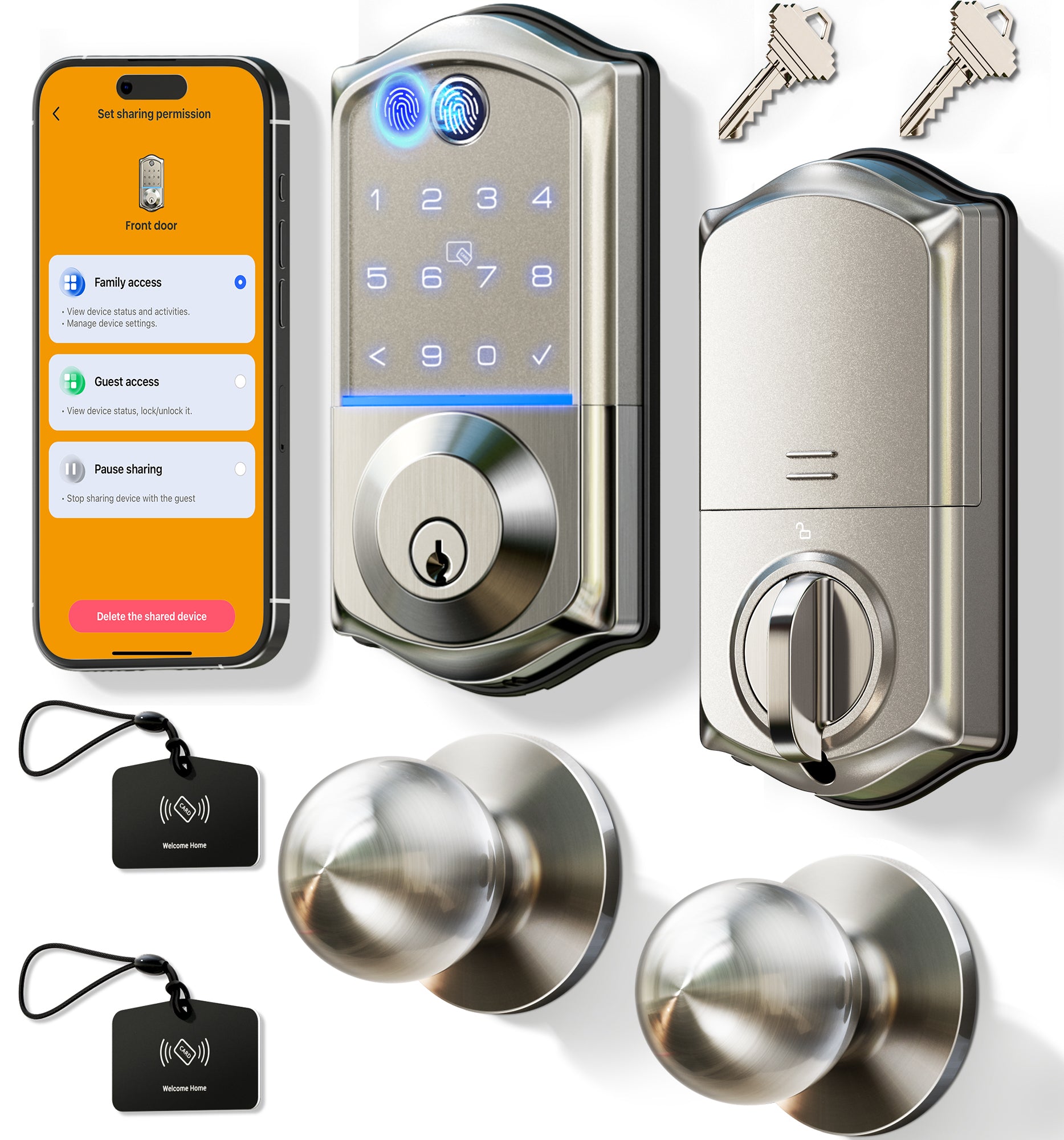 Veise VE017-K Fingerprint Smart Lock with 2 Knobs