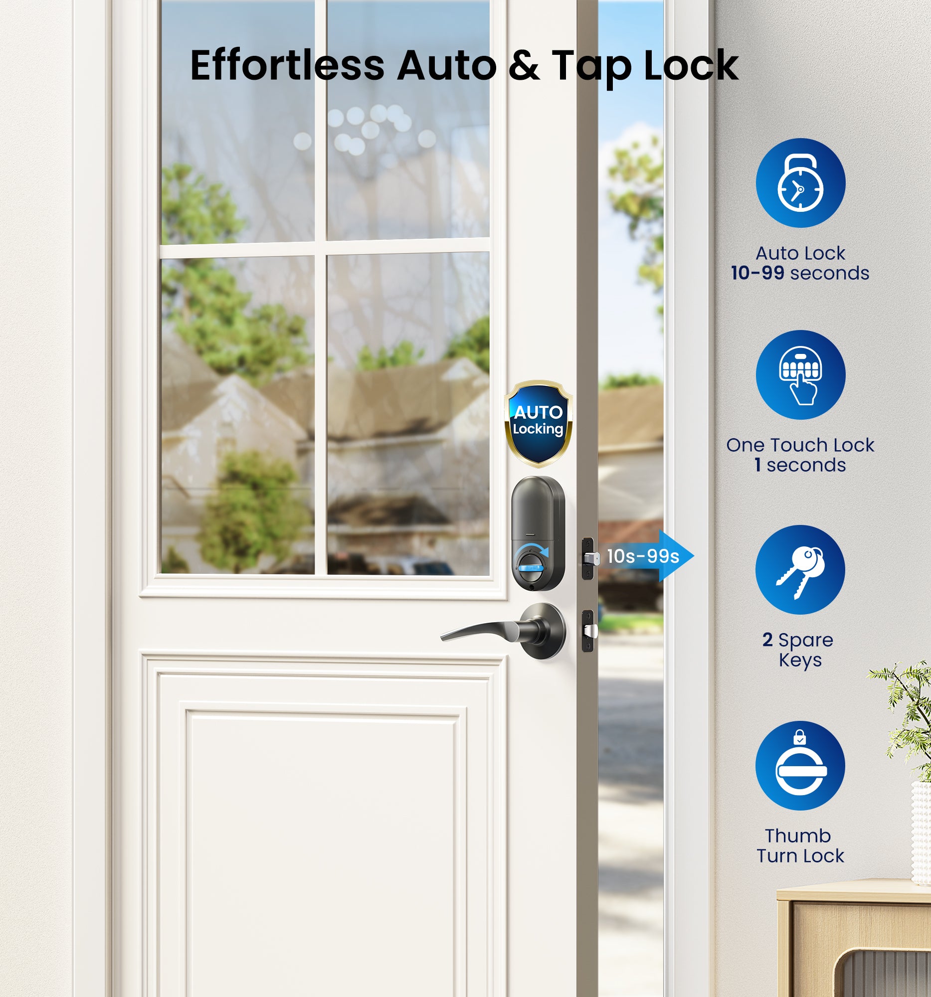 Veise RZ-C Keyless Entry Door Lock with 2 Lever Handles