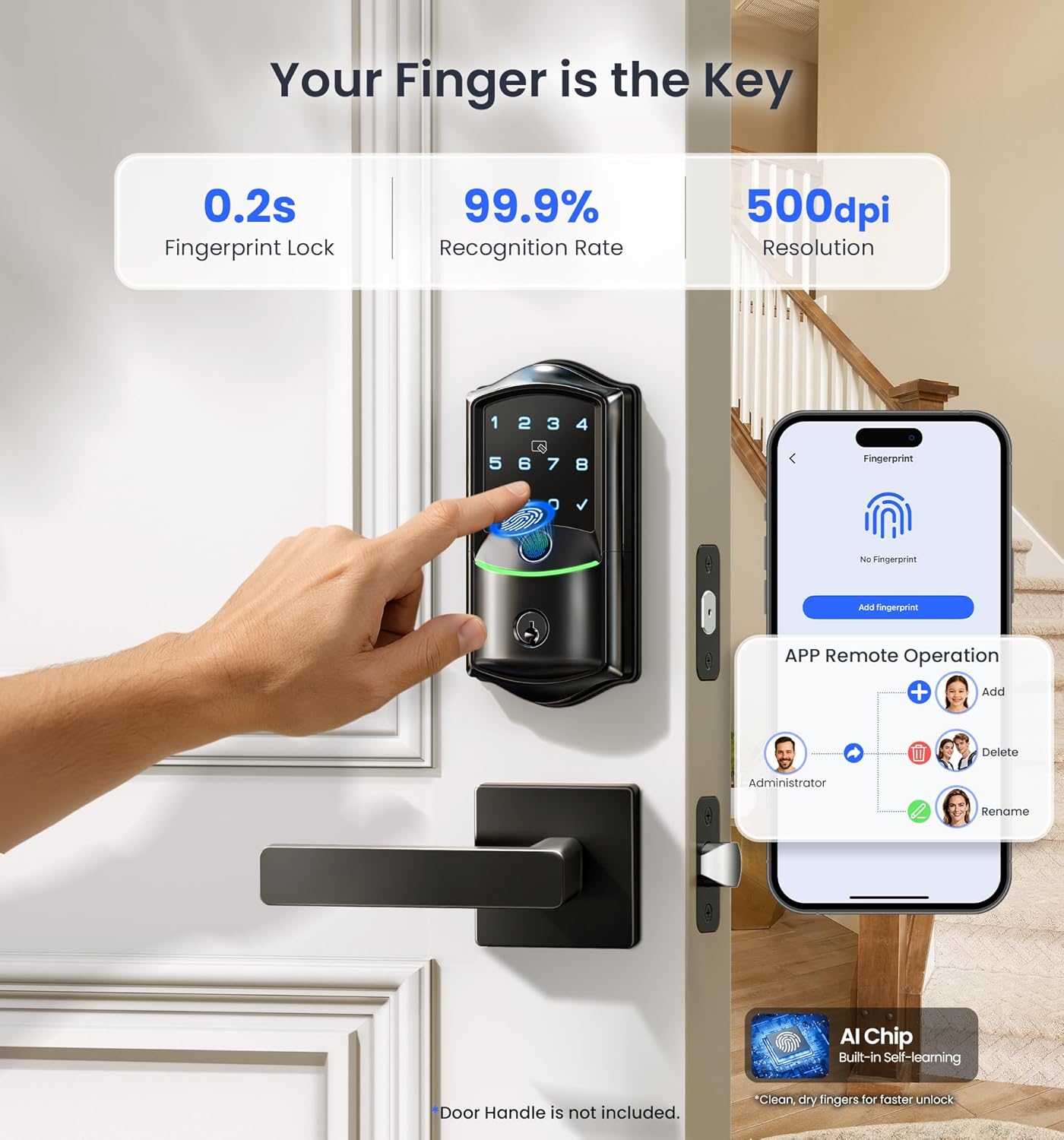 Veise VE027 Built-in Wi-Fi Fingerprint Smart Door Lock