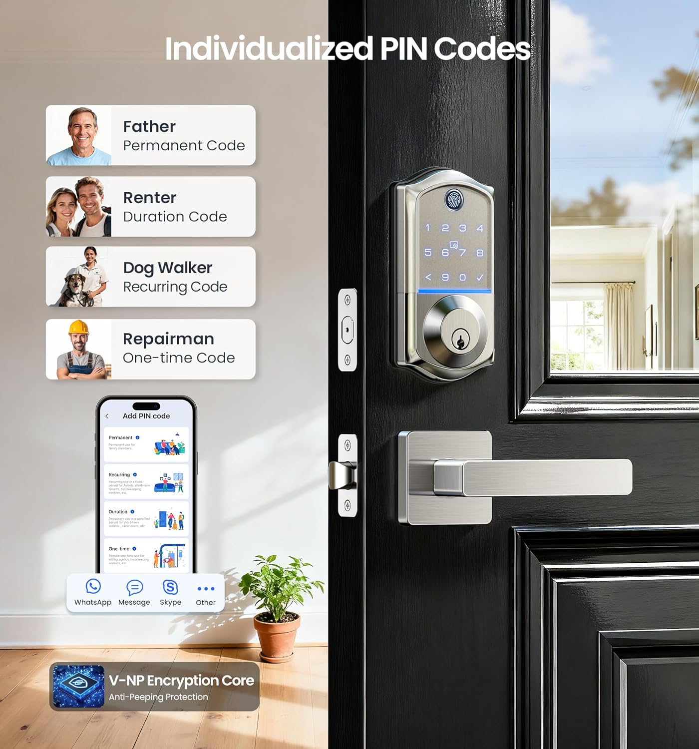 Veise VE017-B Smart Lock with 2 Lever Handles