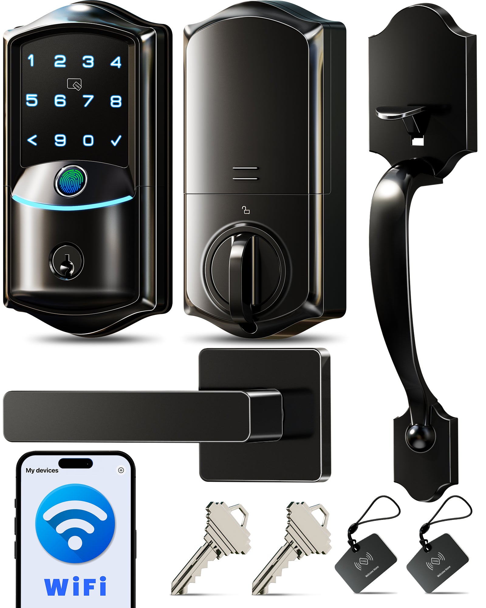 Veise VE027-H WiFi Fingerprint Smart Deadbolt Lock with Handleset