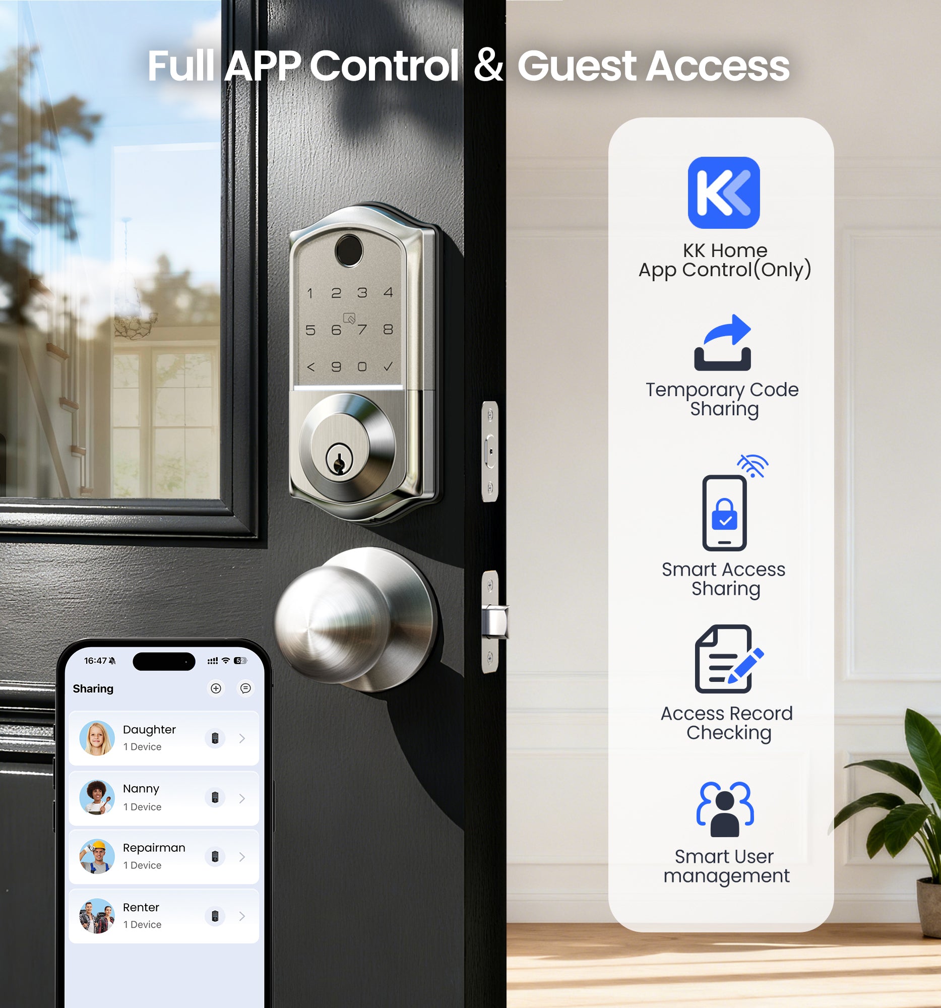 Veise VE017-K Fingerprint Smart Lock with 2 Knobs