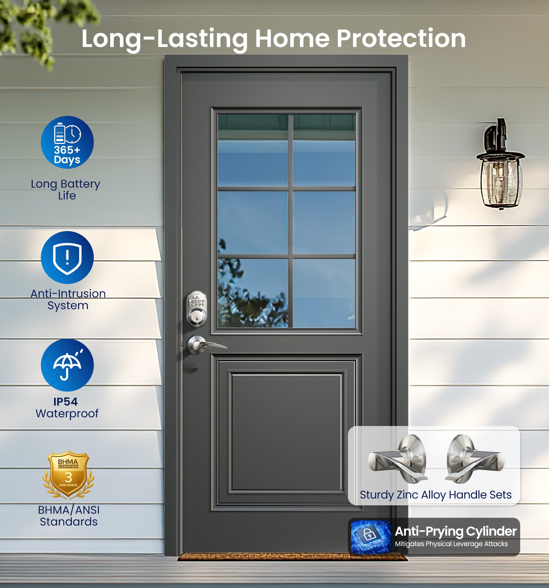 Veise RZ-C Keyless Entry Door Lock with 2 Lever Handles