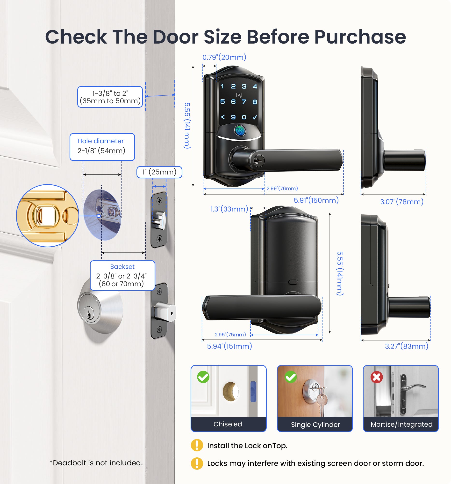 Veise VE029 Built-in WiFi Fingerprint Smart Lever Lock