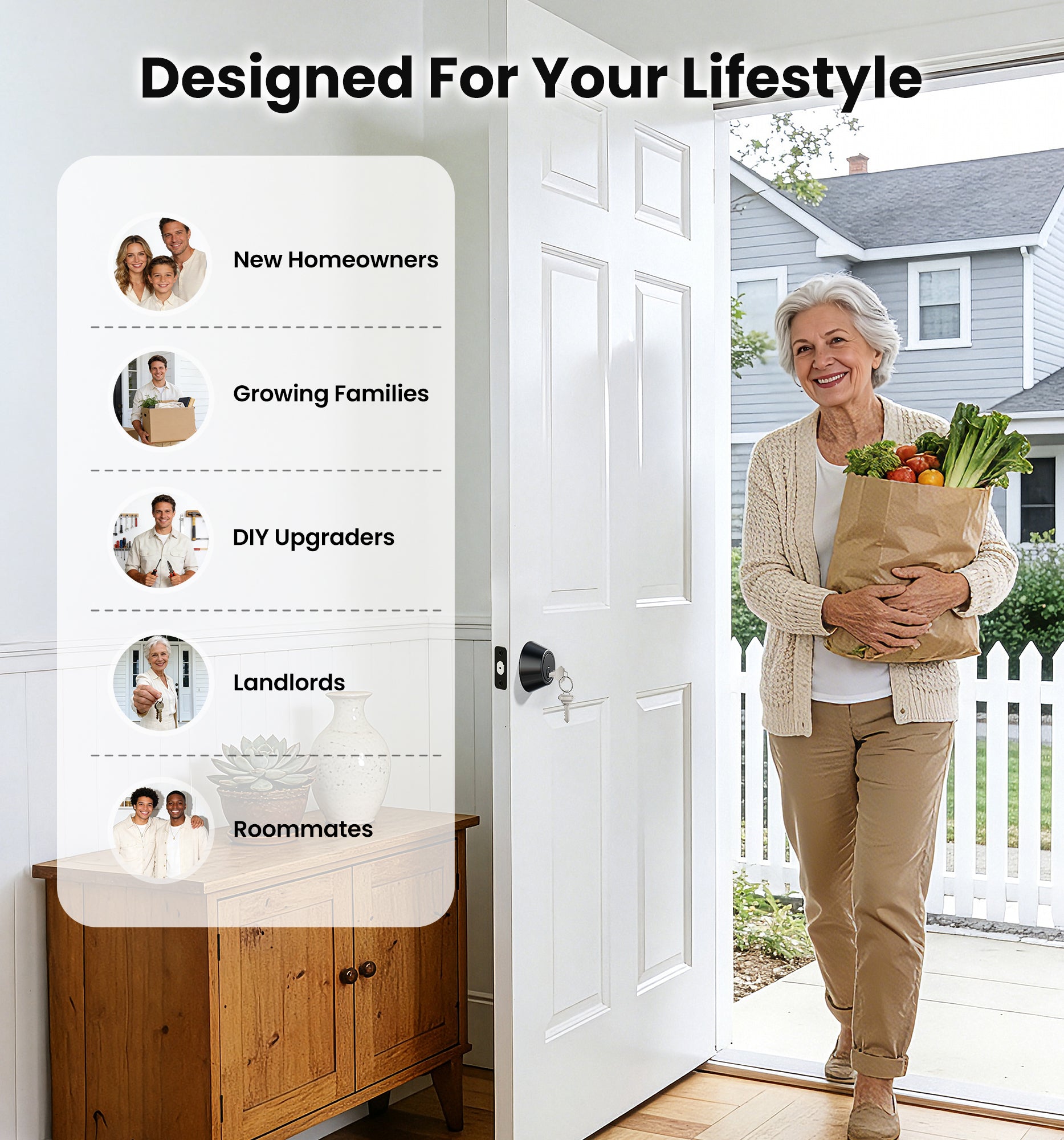 Veise D01 Deadbolt Lock, Single Cylinder Front Door Lock