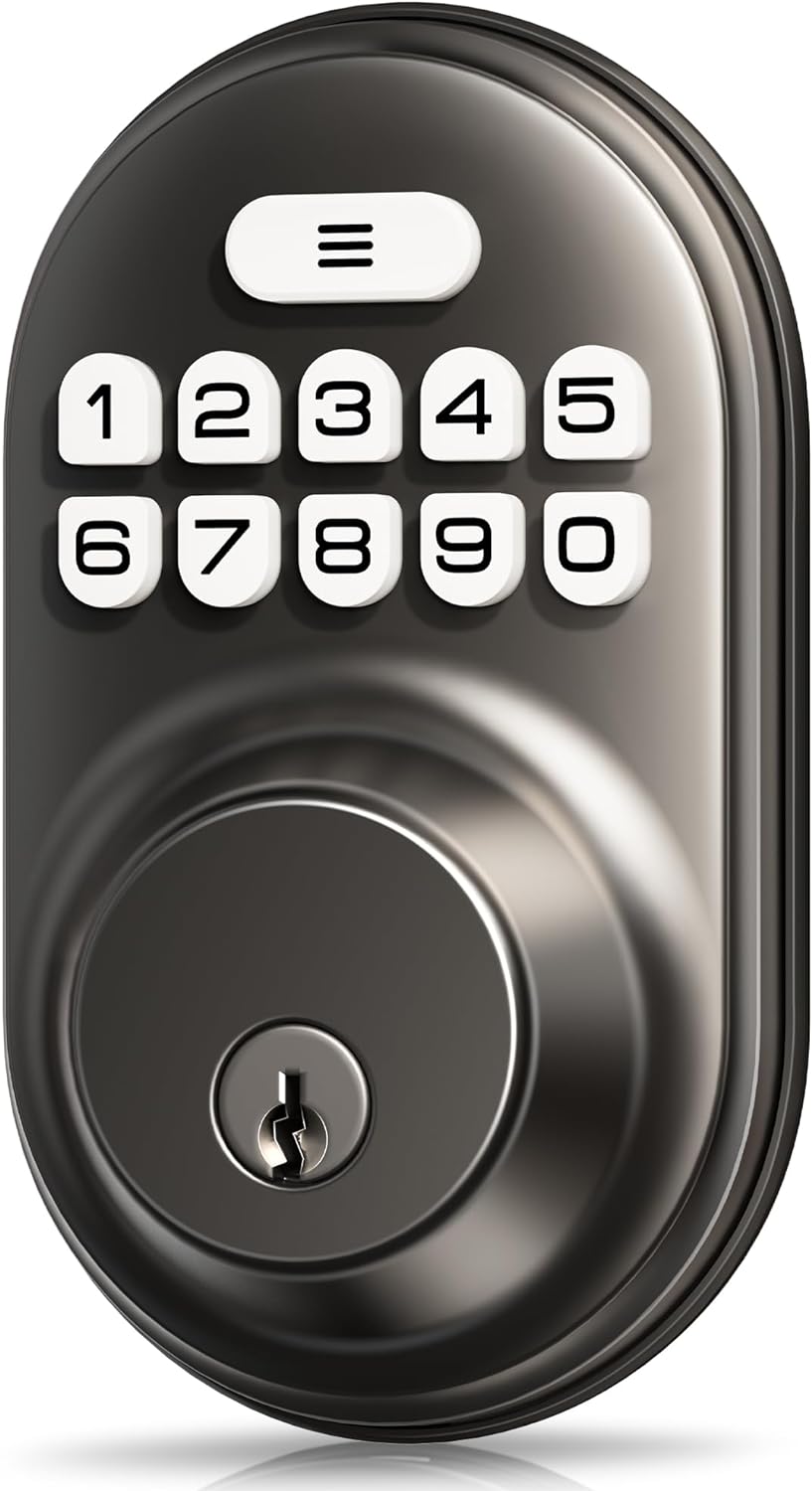Veise Keyless Entry Door Lock, Electronic Keypad Deadbolt, Keyed Entry, Auto Lock, Anti-Peeking Password, Back Lit & Easy Installation Design