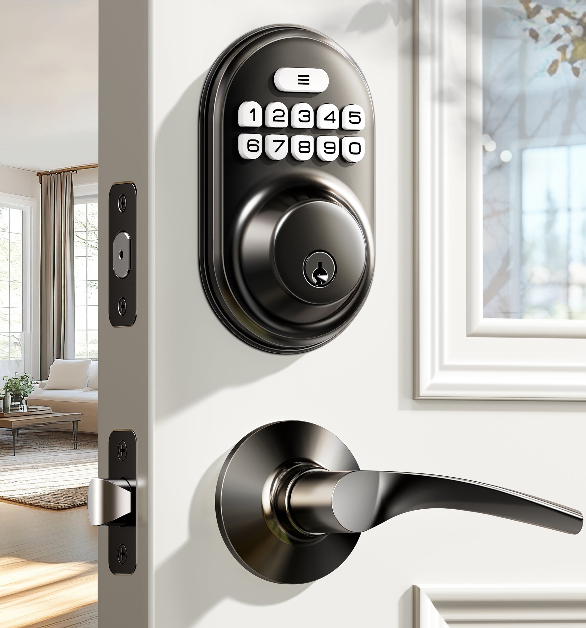 Veise RZ-C Keyless Entry Door Lock with 2 Lever Handles