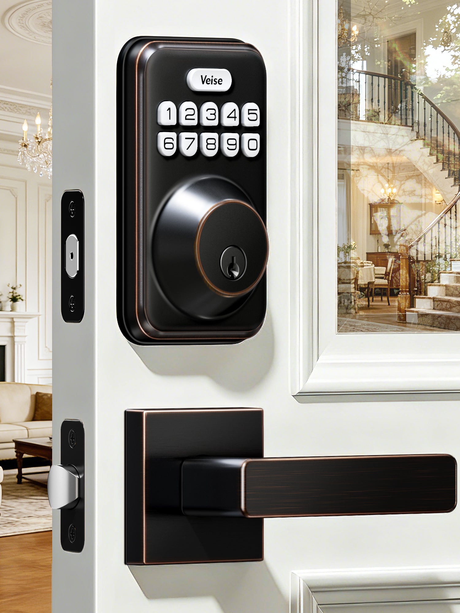 Veise DK01-B Keypad Deadbolt with 2 Lever Handles