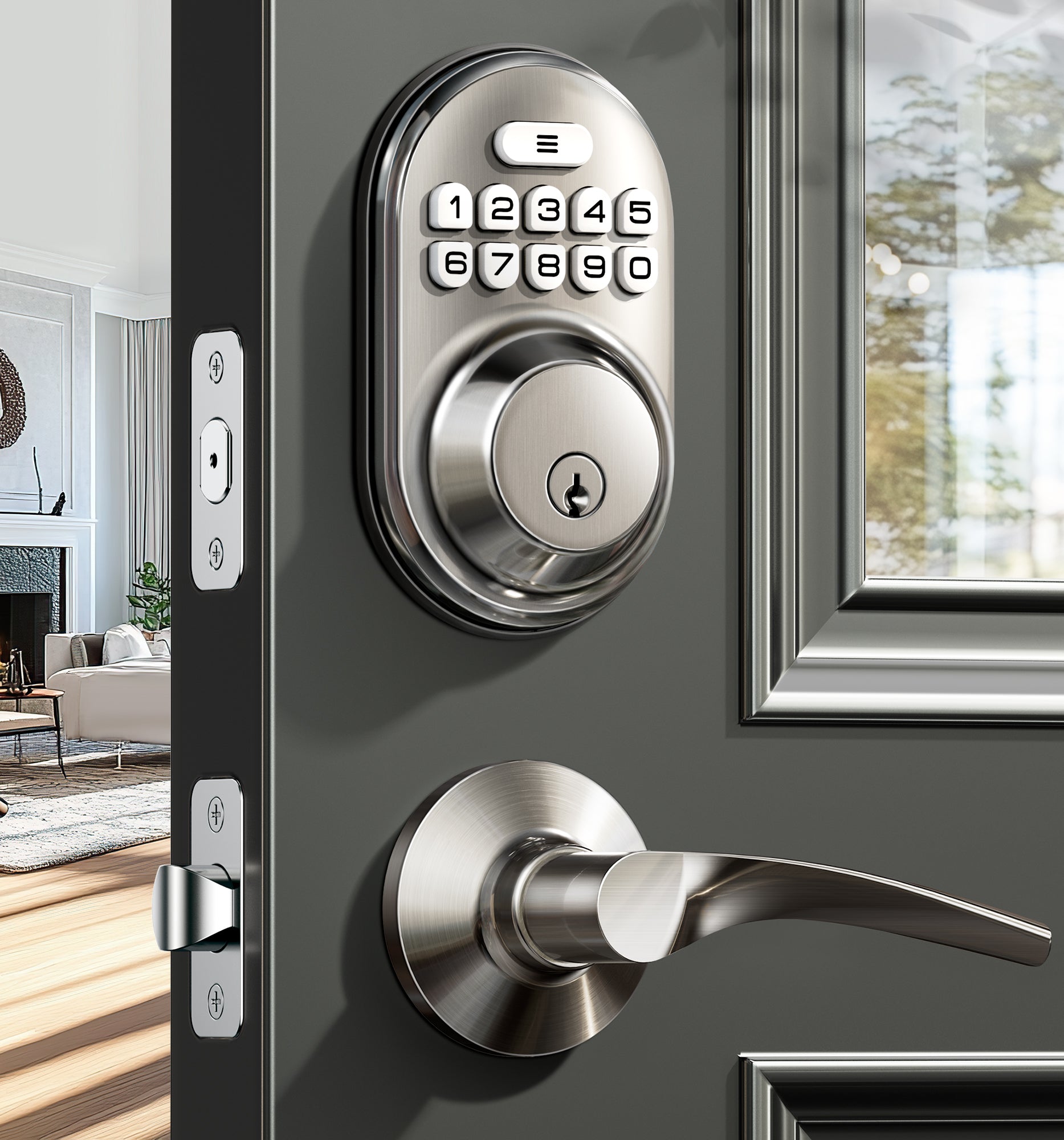 Veise RZ-C Keyless Entry Door Lock with 2 Lever Handles