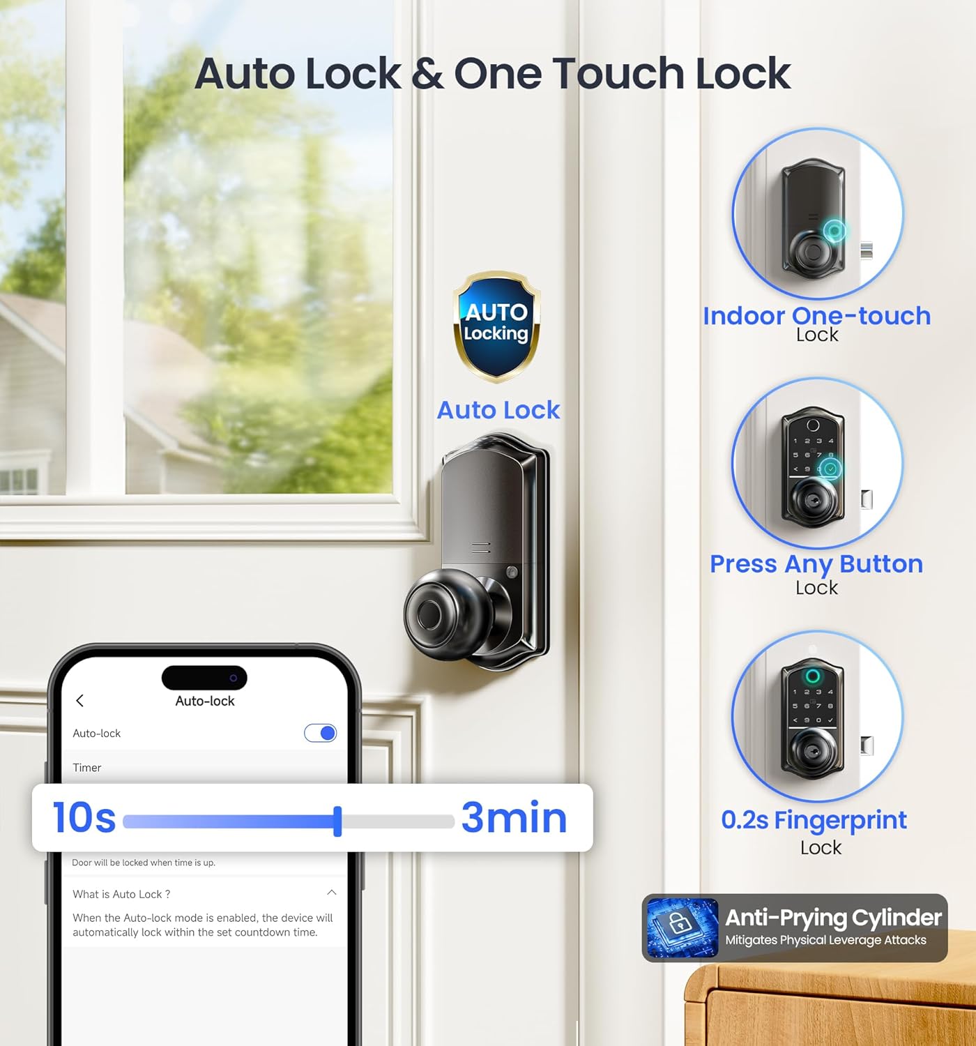 Veise VE018 Fingerprint Smart Lock with Knob