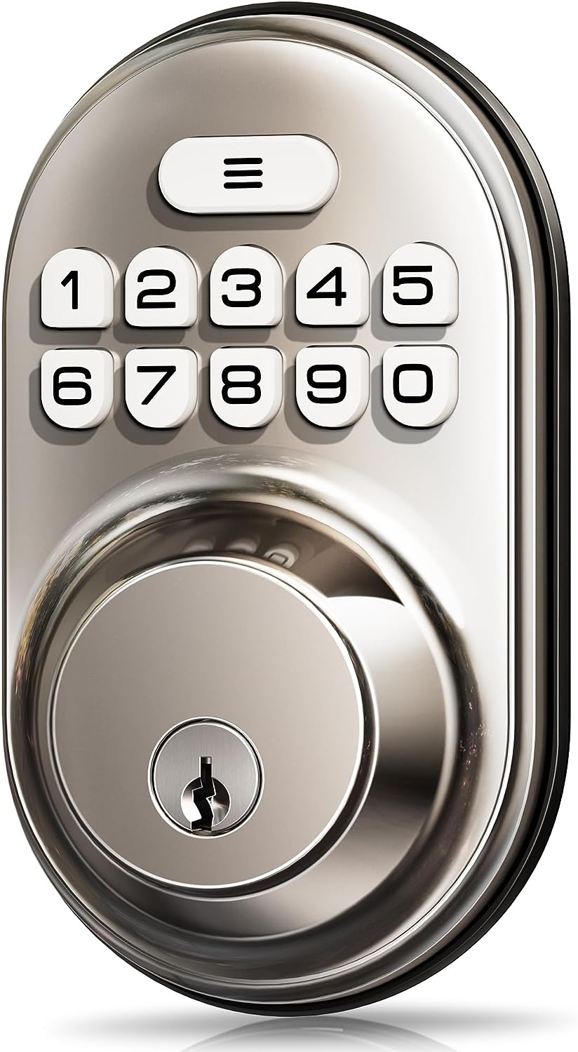 Veise Keyless Entry Door Lock, Electronic Keypad Deadbolt, Keyed Entry, Auto Lock, Anti-Peeking Password, Back Lit & Easy Installation Design