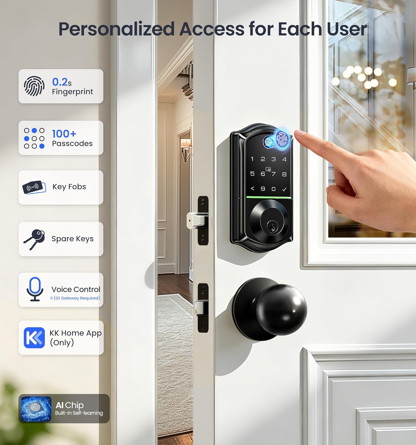 Veise VE017 Fingerprint Smart Door Lock with App Control