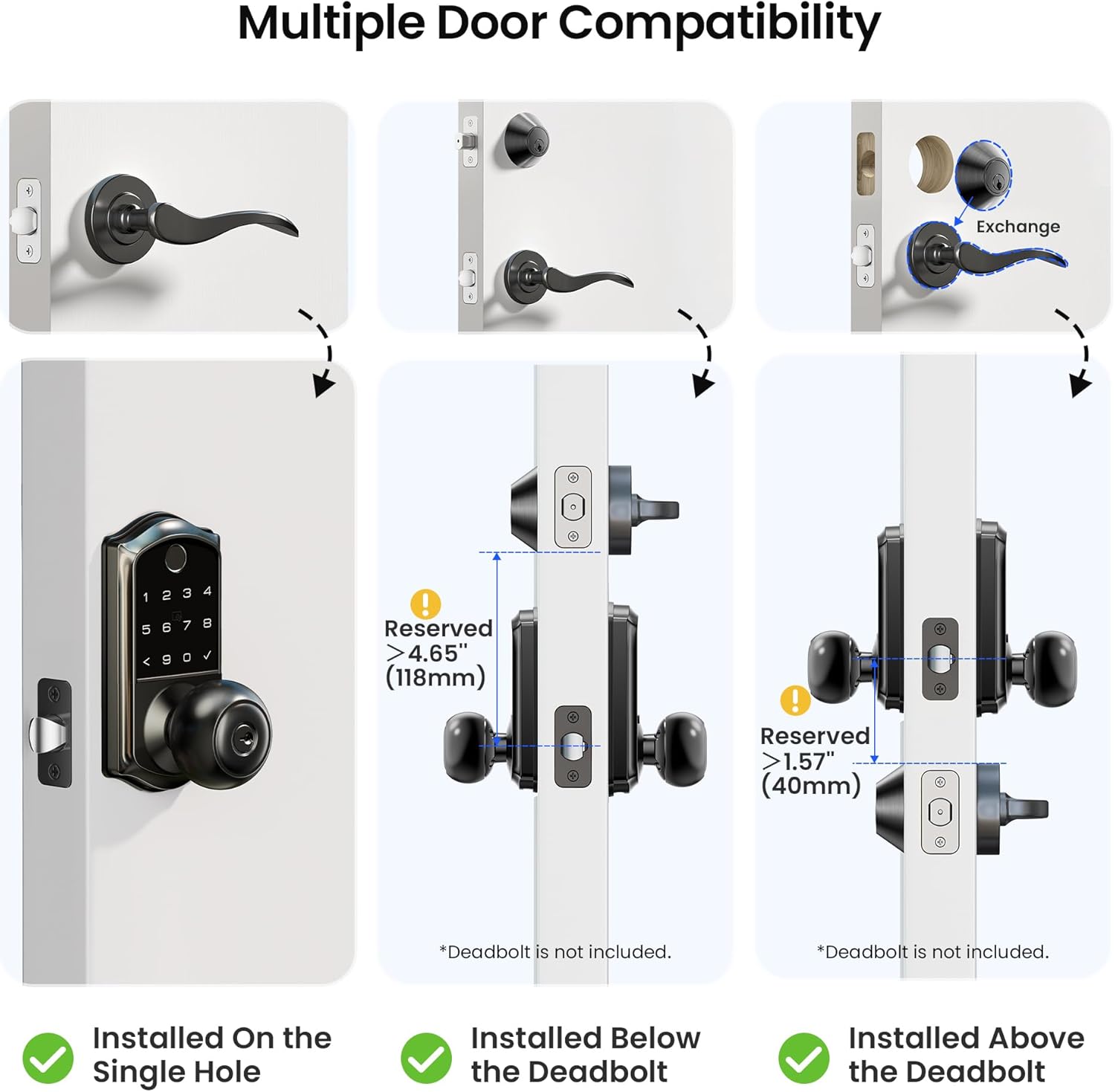 Veise VE018 Fingerprint Smart Lock with Knob