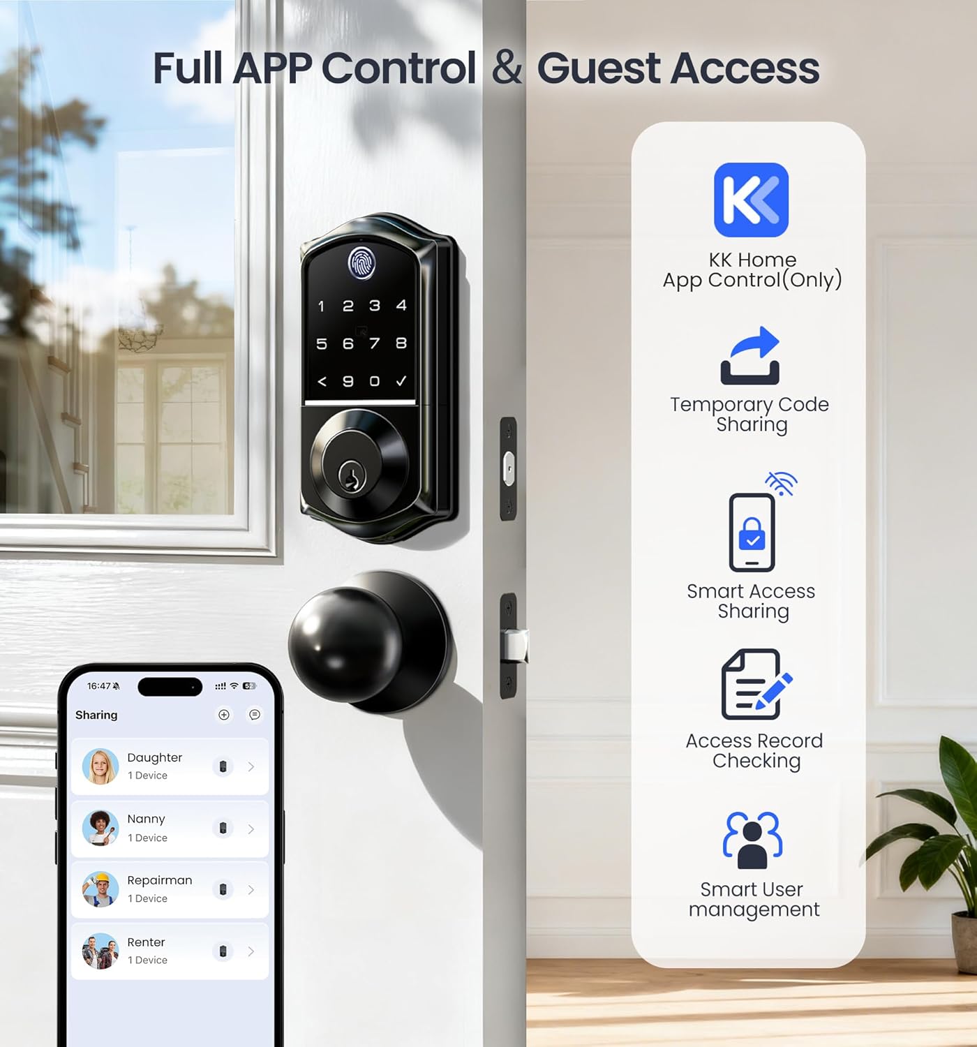 Veise VE017-K Fingerprint Smart Lock with 2 Knobs