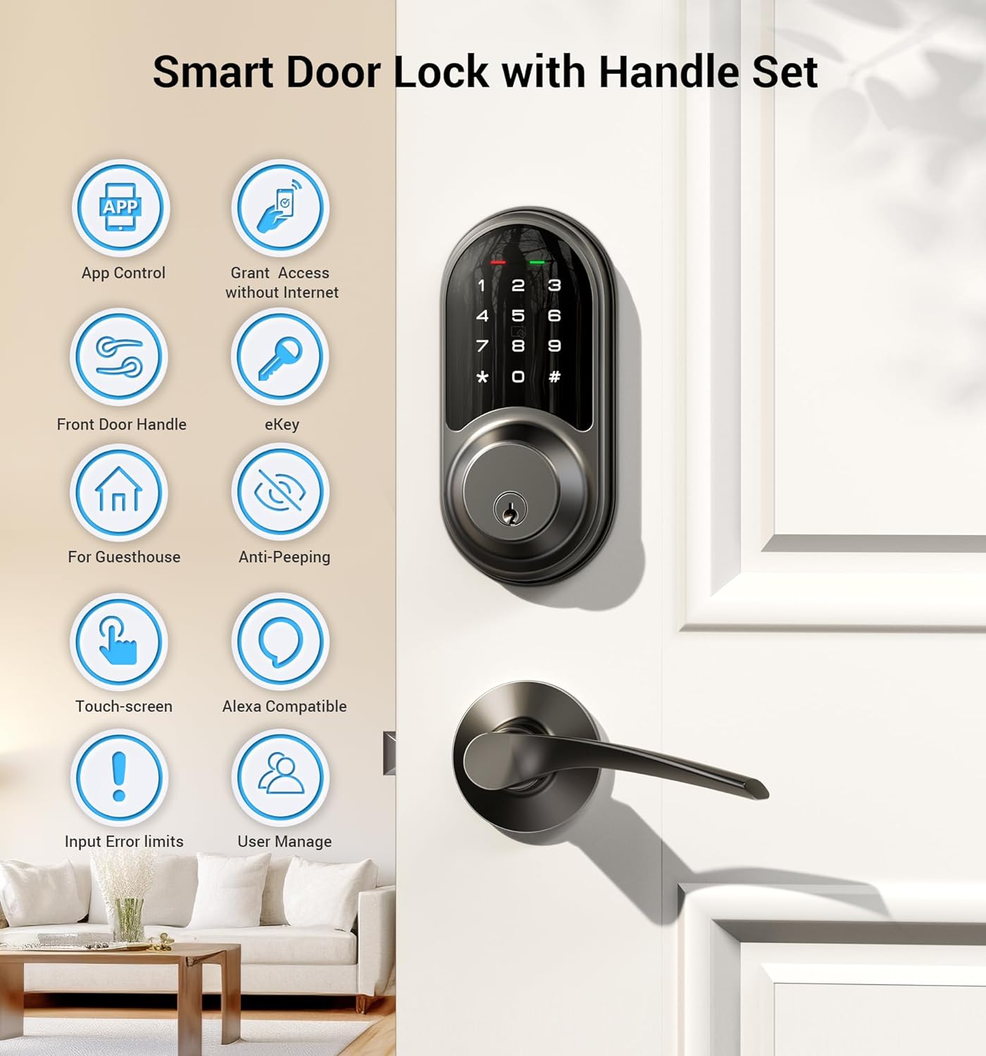 Veise RZ06B Keypad Smart Lock with Levers