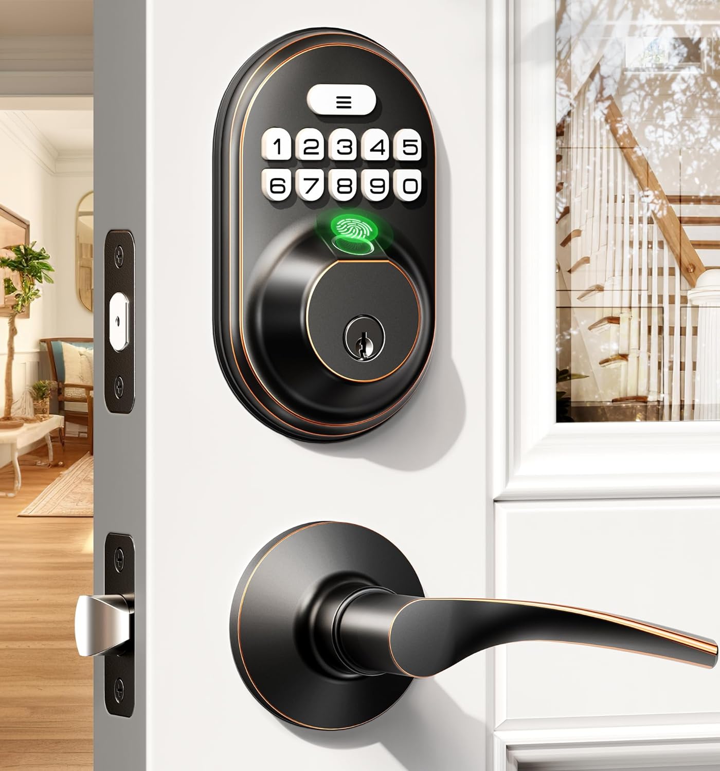 Veise  RZ02B Fingerprint Deadbolt Lock with Levers