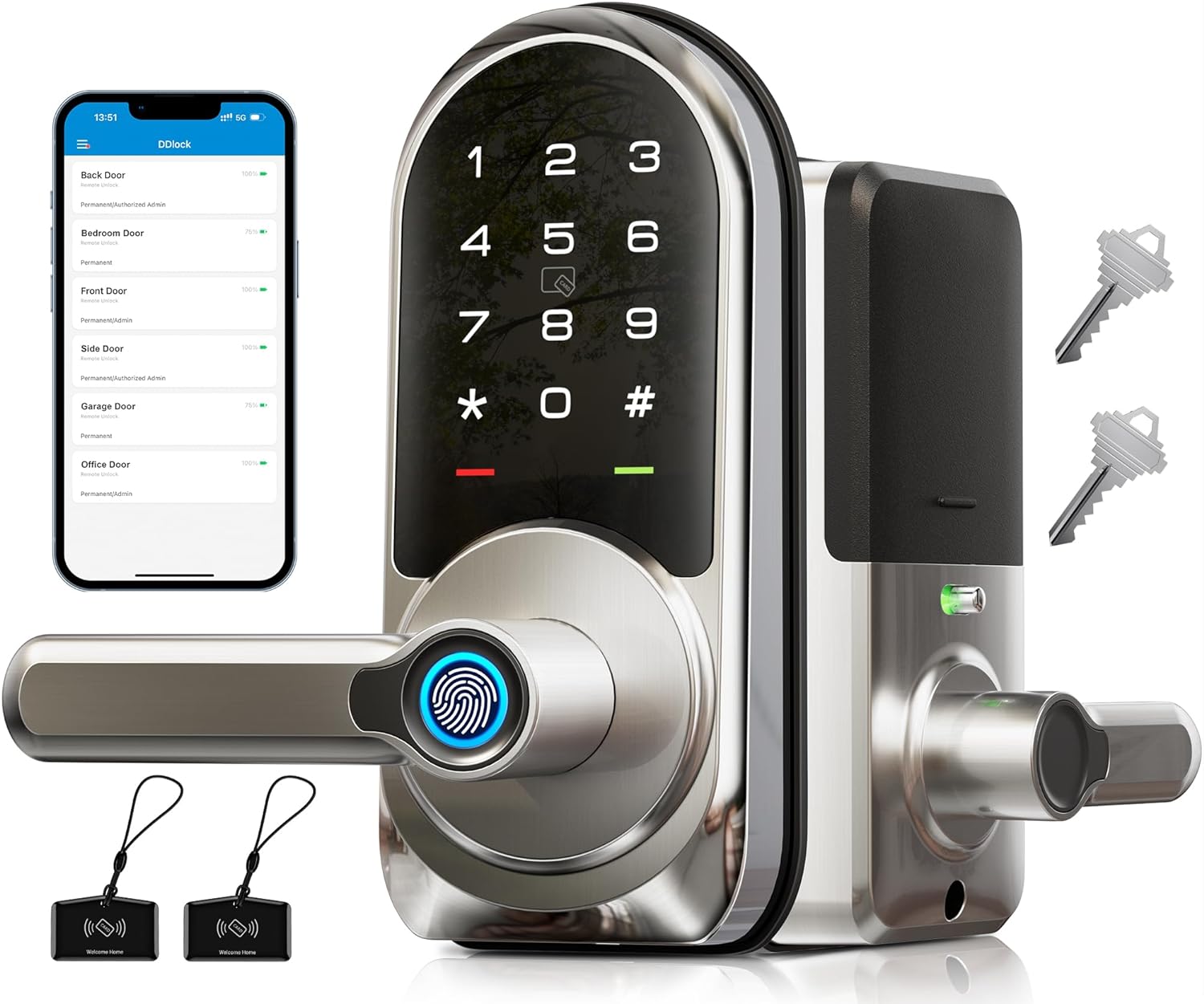 VEISE RZ09 Fingerprint Smart Lock with Handles