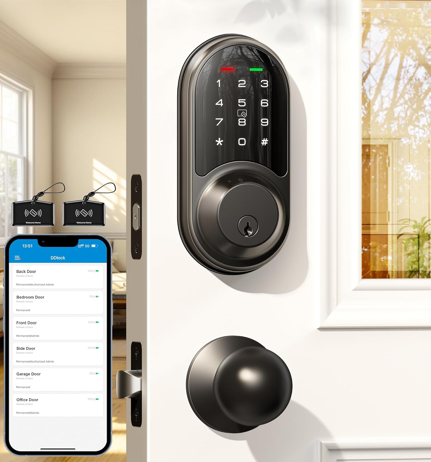 Veise RZ06C Keypad Smart Lock with Knobs