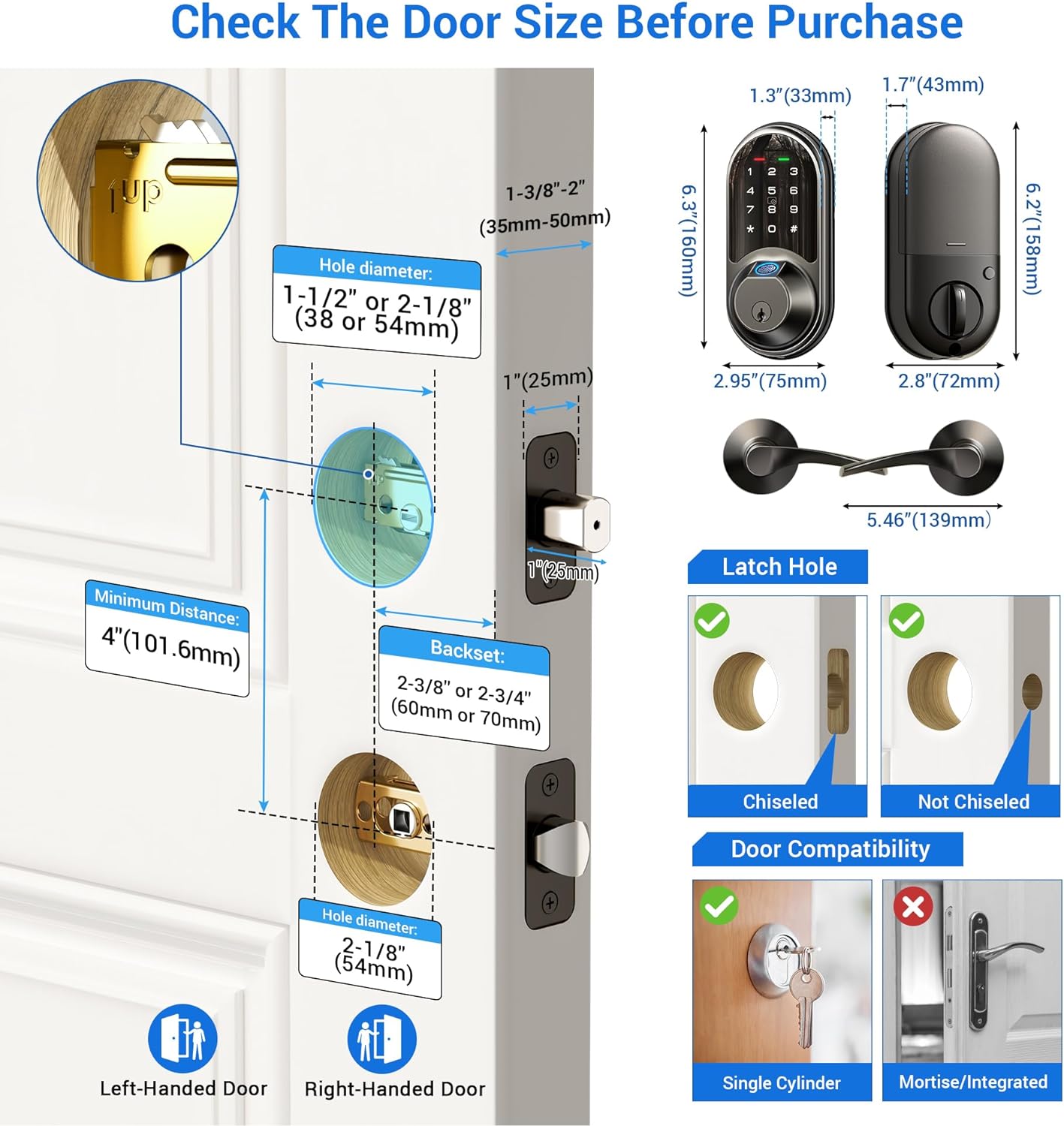 Veise RZ07B Fingerprint Smart Lock with Levers
