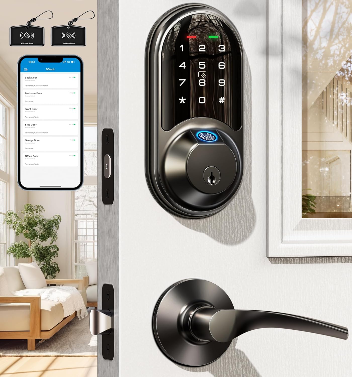 Veise RZ07B Fingerprint Smart Lock with Levers