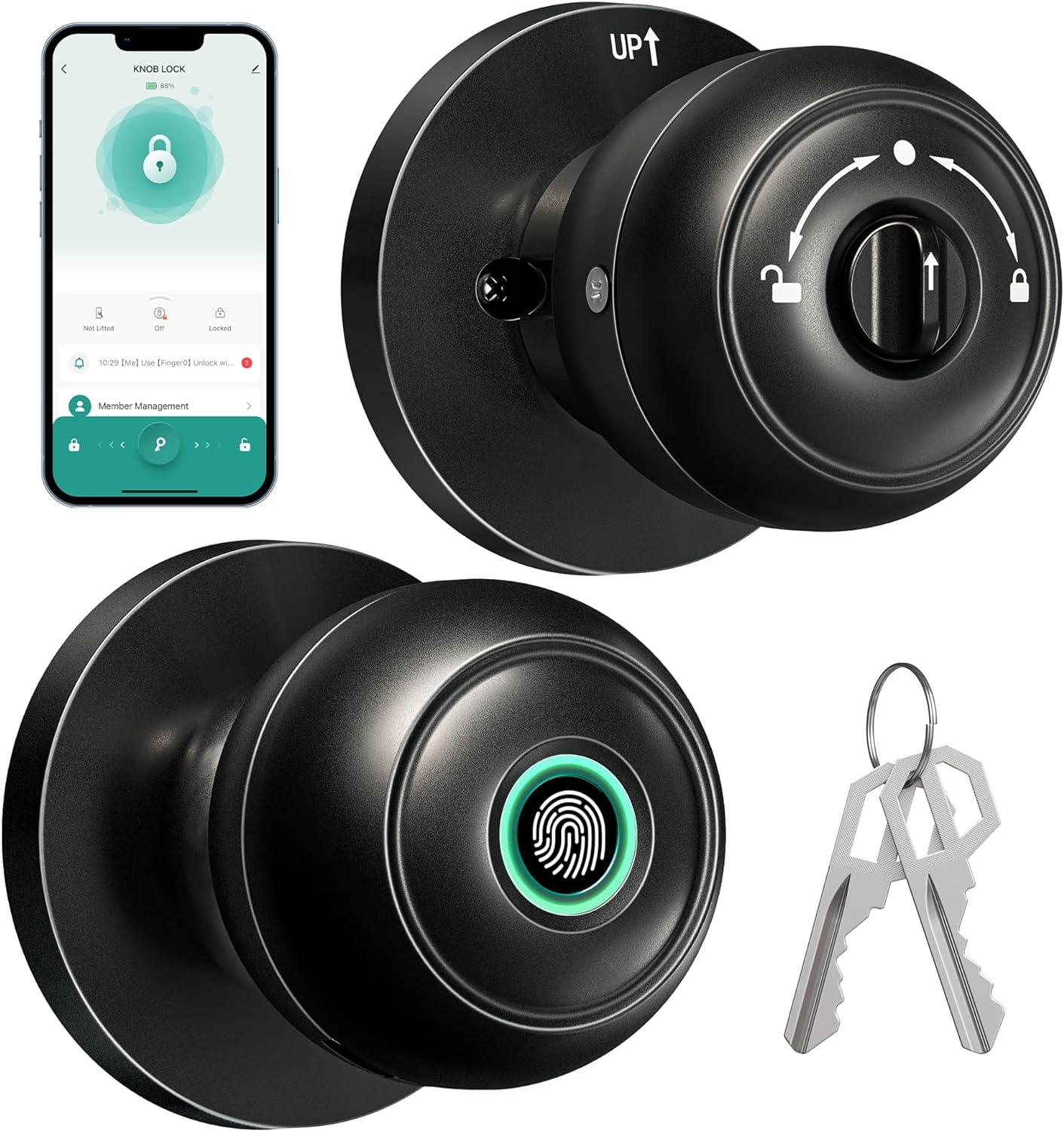 Veise VE008 Fingerprint Smart Lock with Knobs