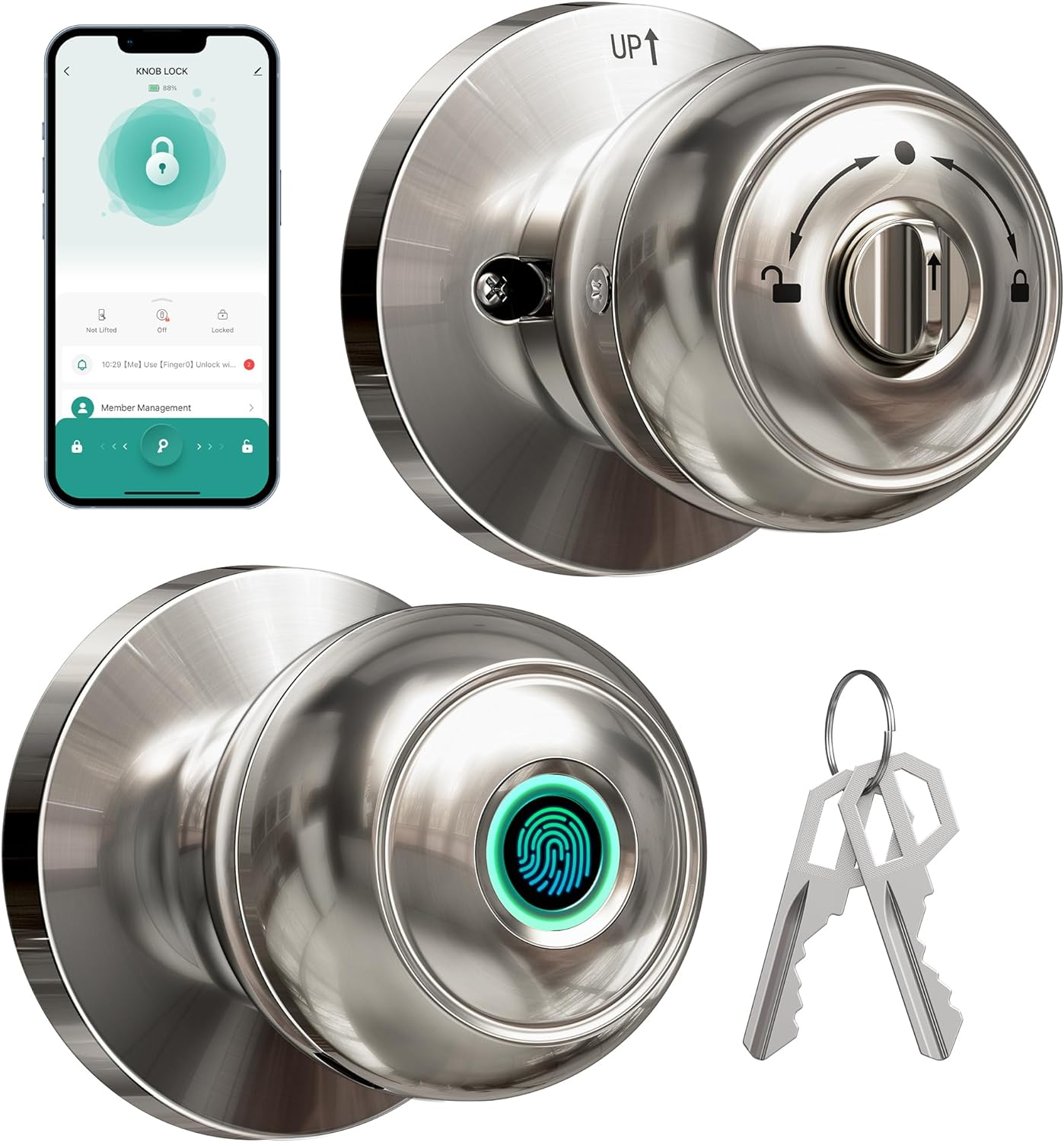 Veise VE008 Fingerprint Smart Lock with Knobs