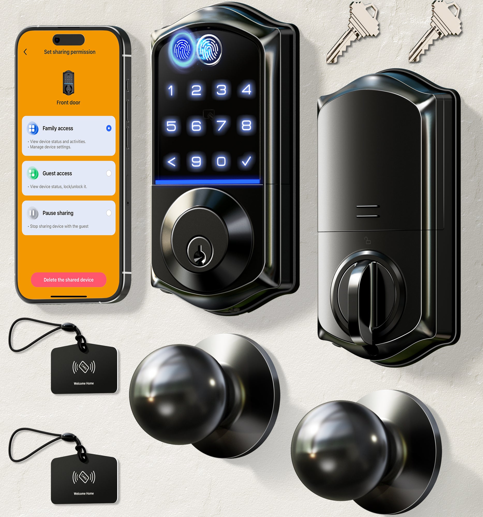 Veise VE017-K Fingerprint Smart Lock with 2 Knobs