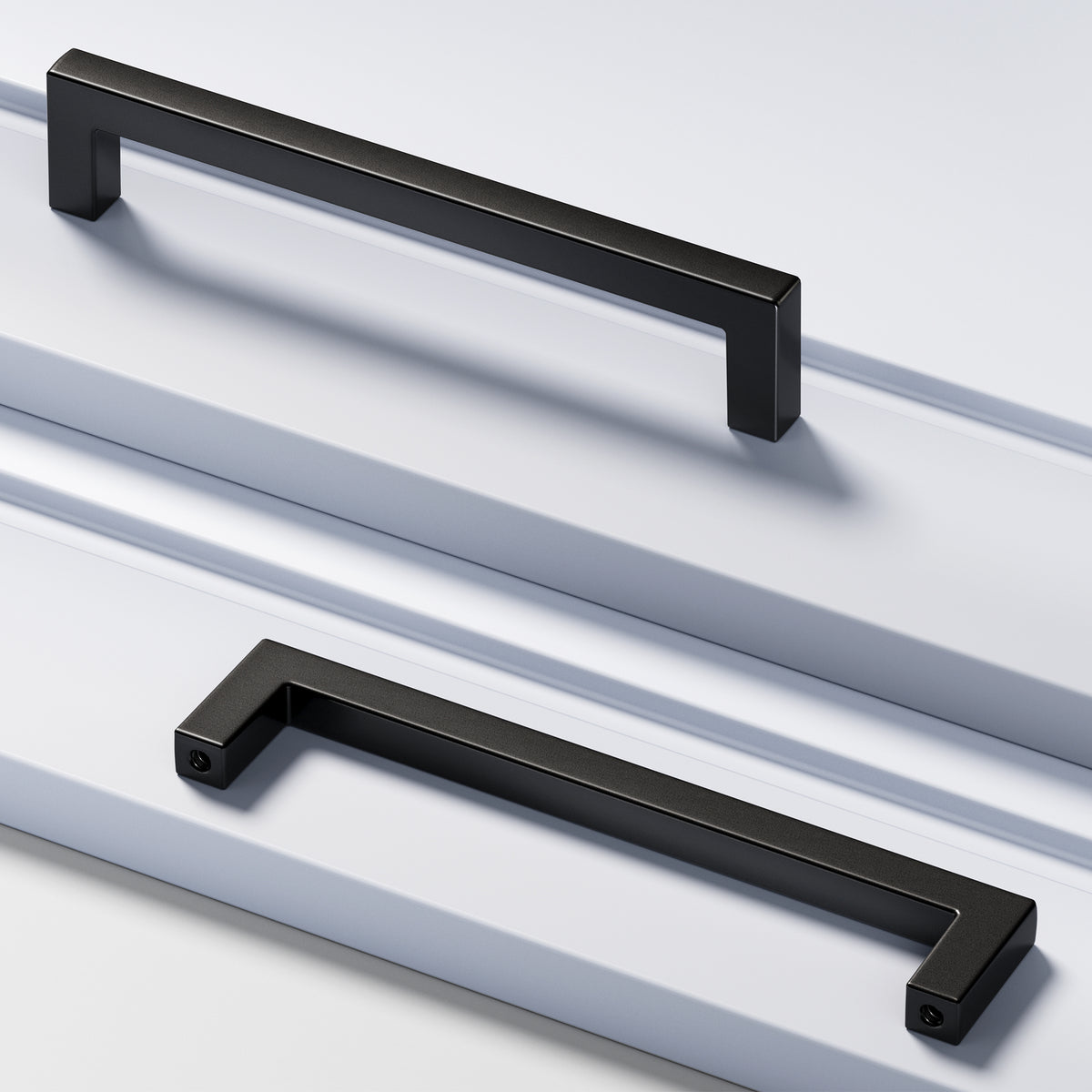 DHZN 5Inch Kitchen Square Cabinet Handles Matte Black Pulls