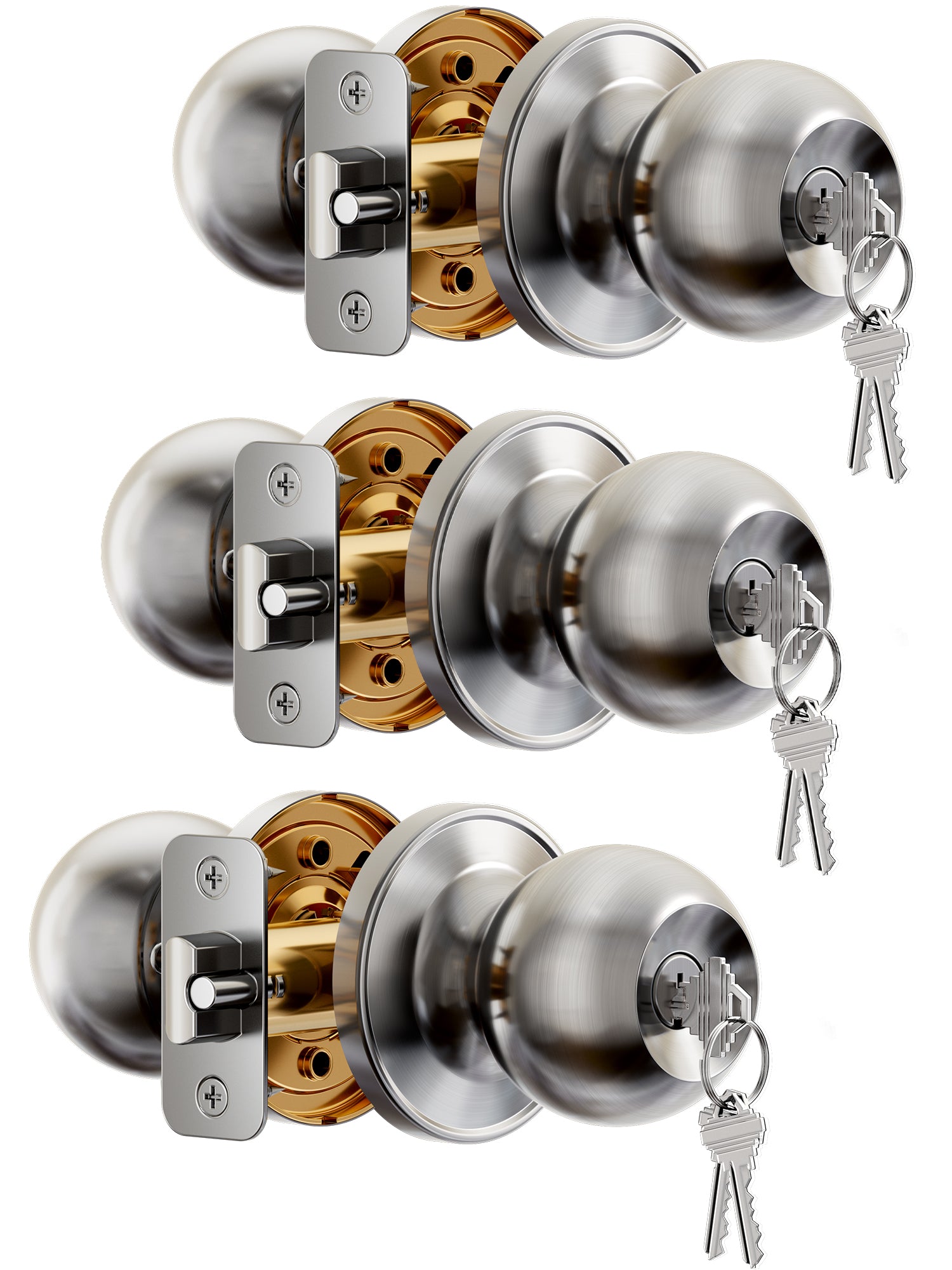 Veise K03 Keyed Entry Door Knob with Lock & Key