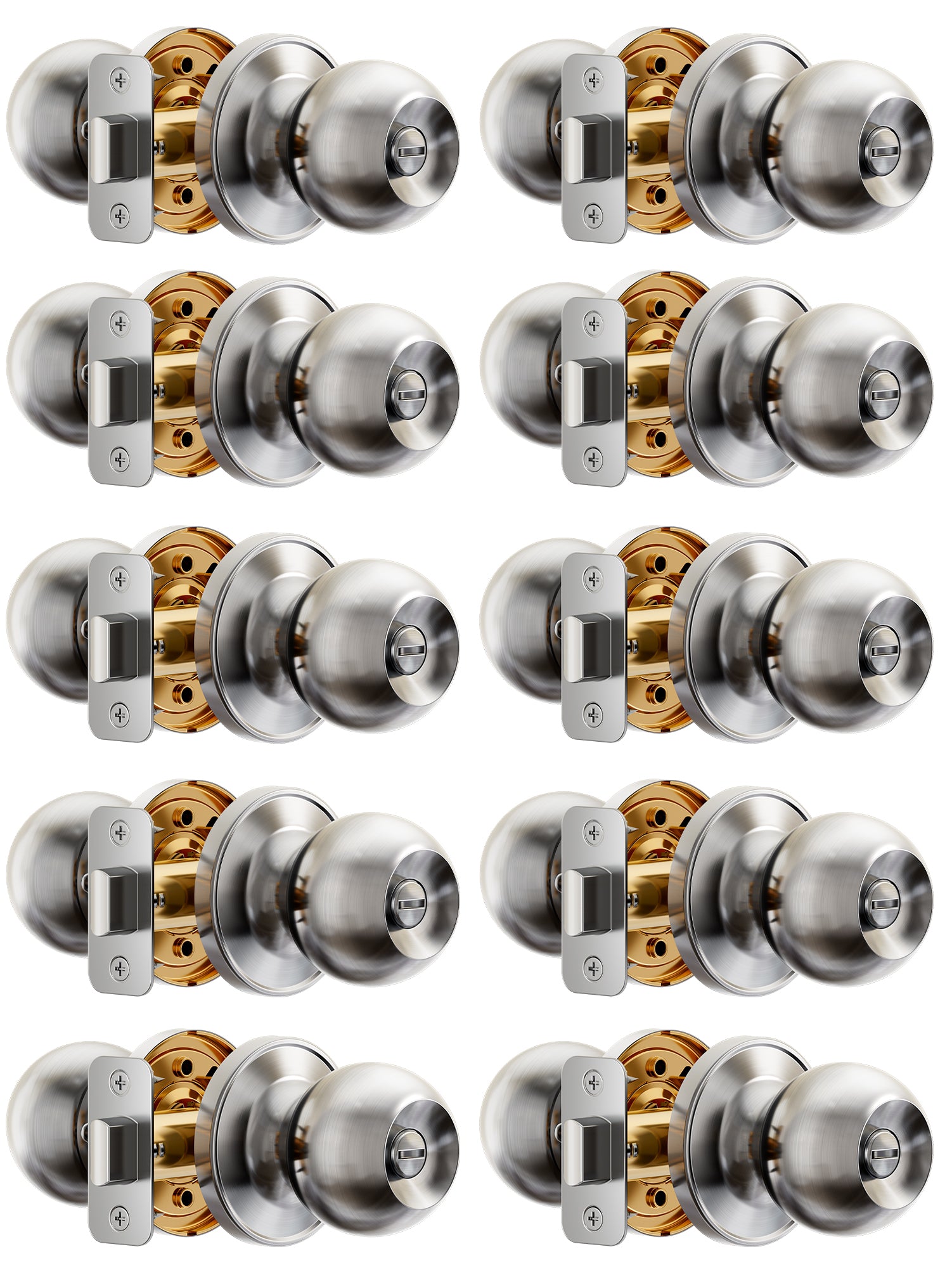 Veise KF10 Privacy Door Knobs Set, Keyless Interior Door Locks for Bedroom & Bathroom