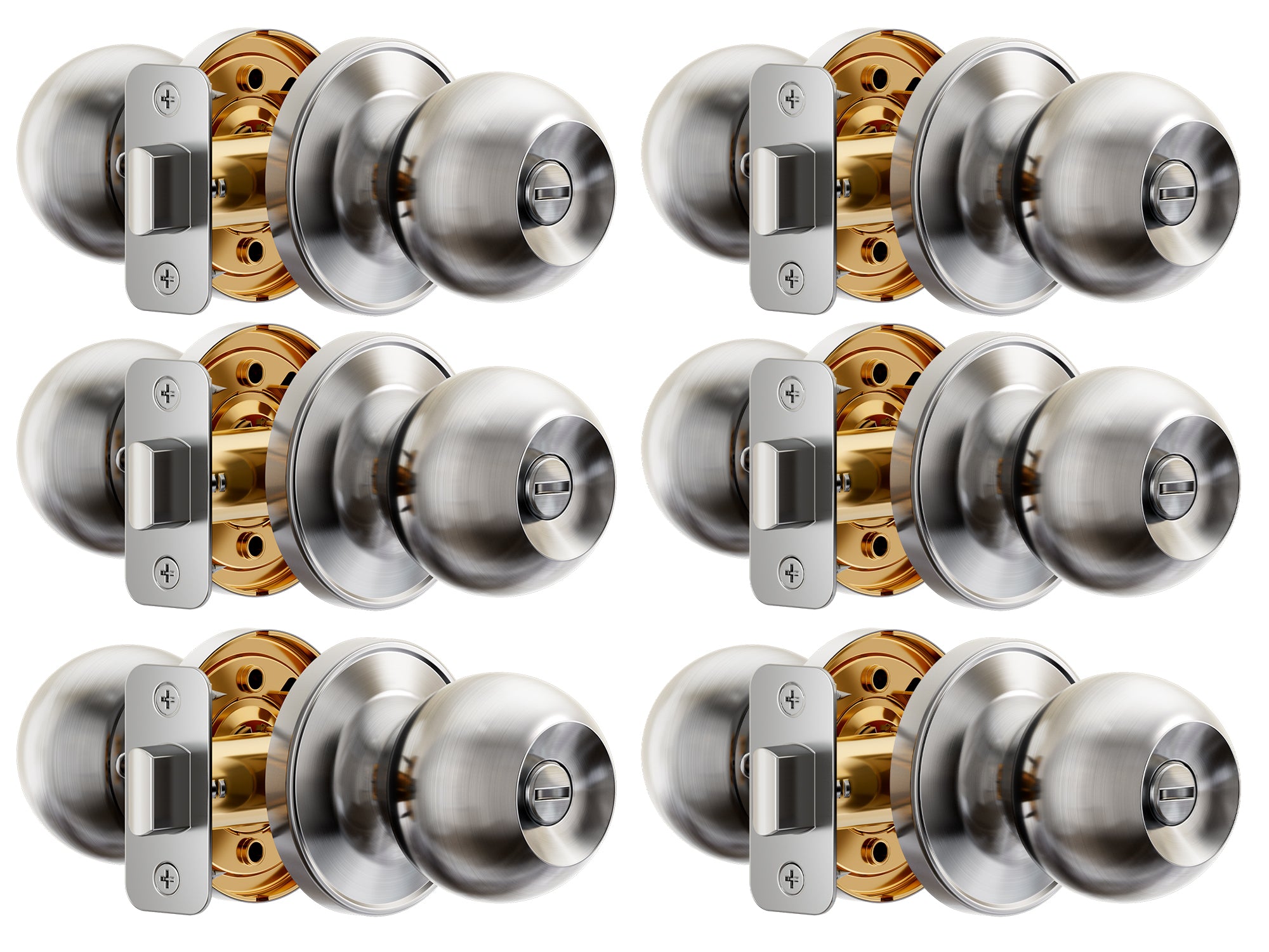 Veise KF06 Privacy Door Knobs Set, Keyless Interior Door Locks for Bedroom & Bathroom