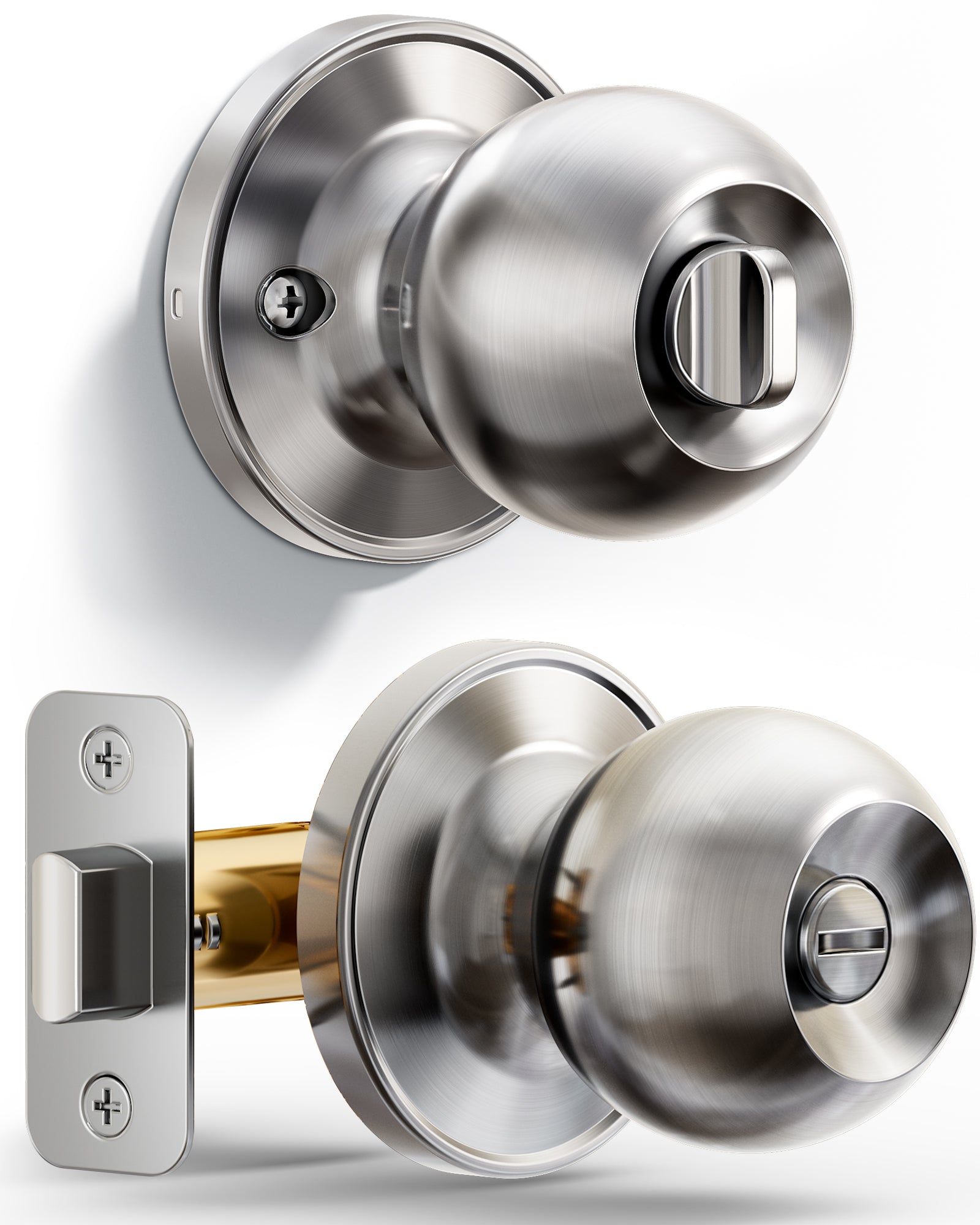 Veise KF01 Privacy Door Knob, Keyless Interior Door Locks for Bedroom & Bathroom