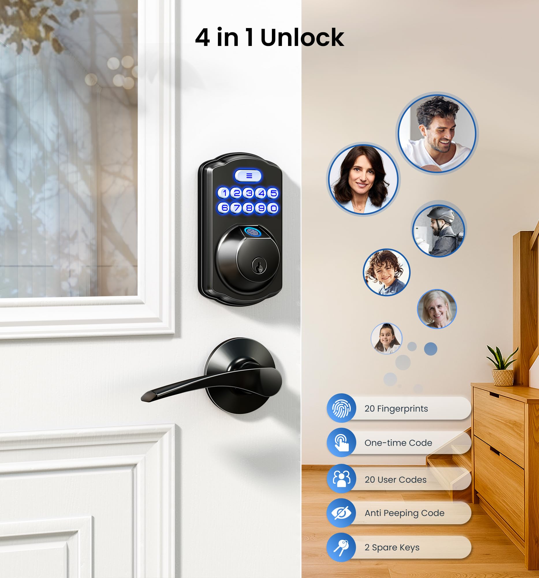 Veise KS02A Fingerprint Keypad Deadbolt Lock